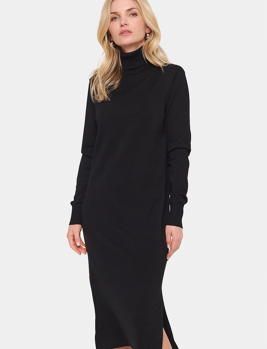 Saint Tropez - MilaSZ Roll Neck Long Dress - kootud kleidid - black - 0