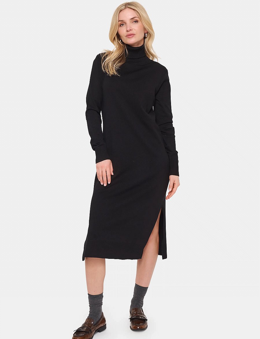 Saint Tropez - MilaSZ Roll Neck Long Dress - kootud kleidid - black - 5