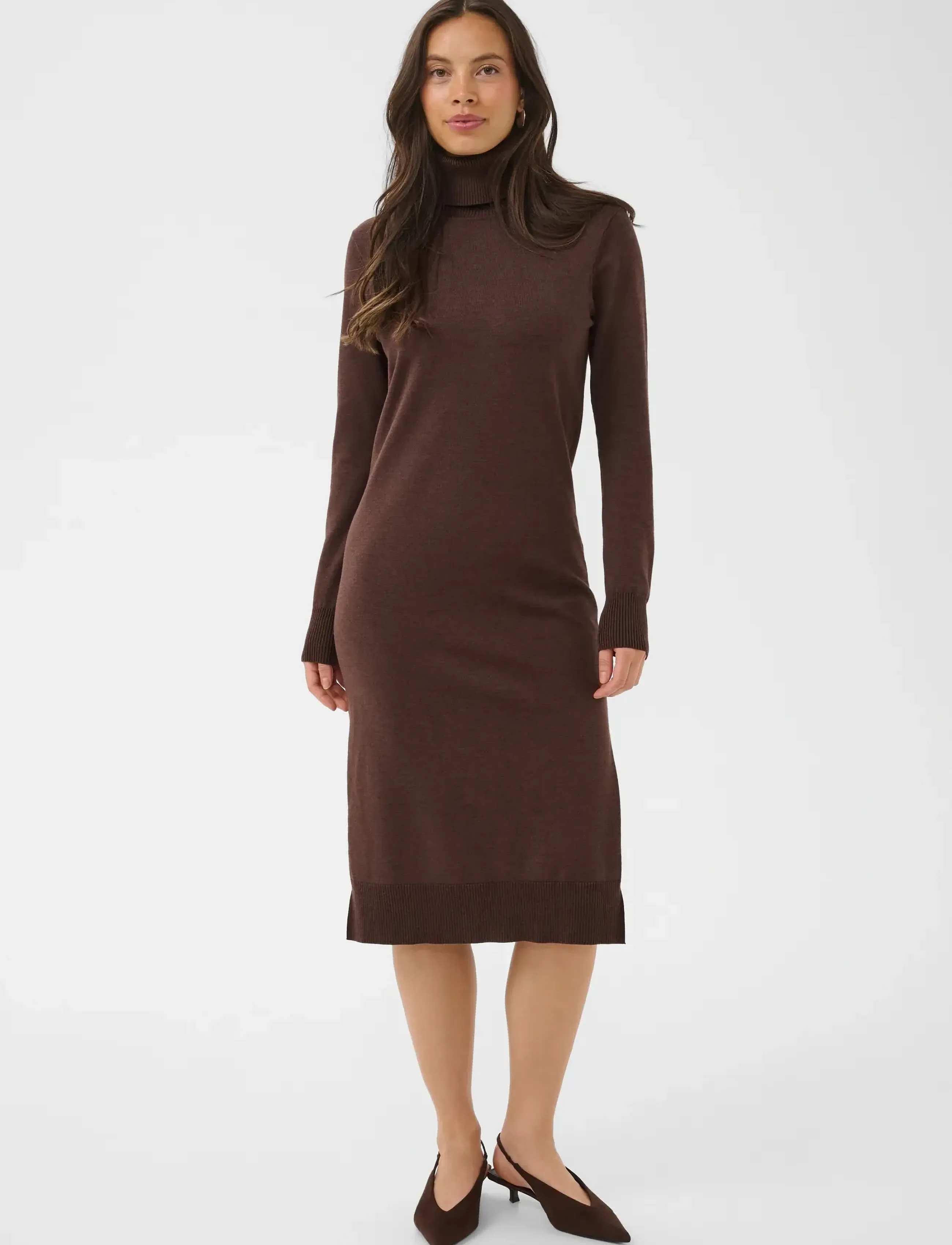 Saint Tropez MilaSZ Roll Neck Long Dress - Kollektioner - BRACKEN MELANGE / brown