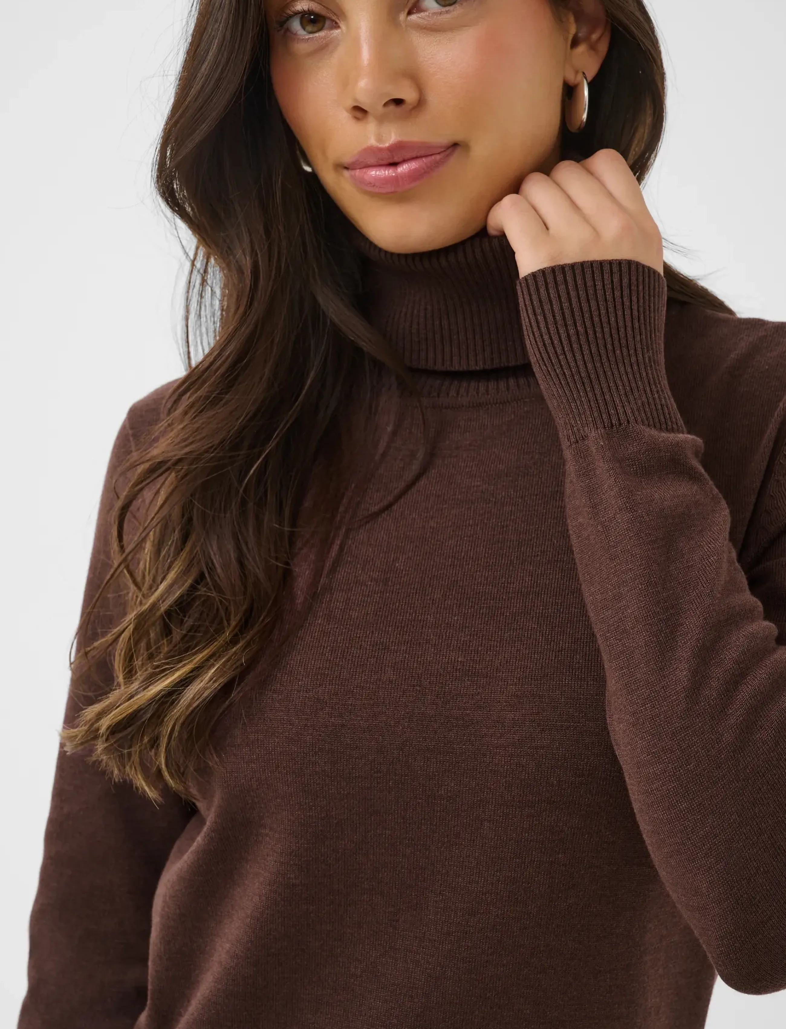 Saint Tropez - MilaSZ Roll Neck Long Dress - stickade klänningar - bracken melange - 4