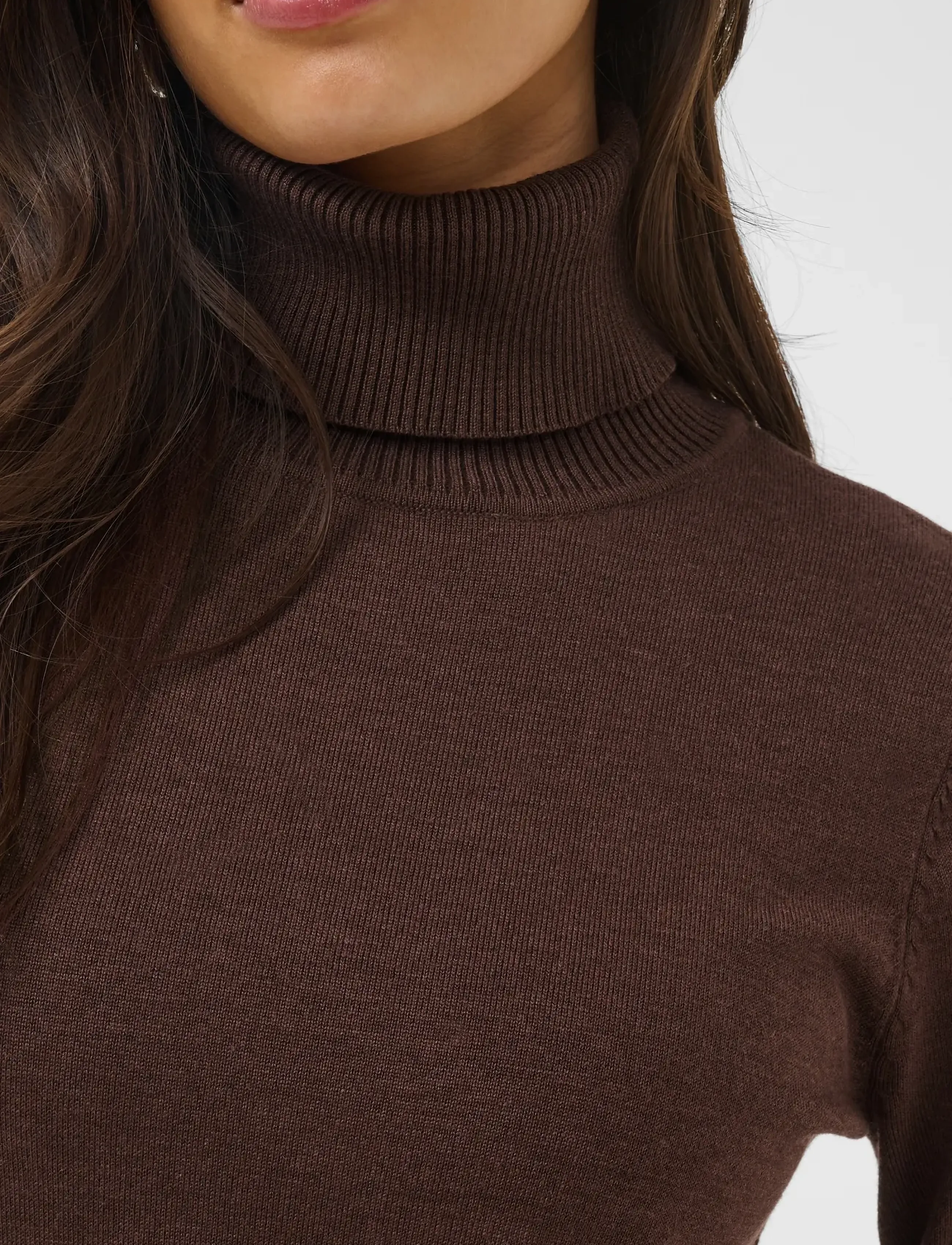 Saint Tropez - MilaSZ Roll Neck Long Dress - stickade klänningar - bracken melange - 5