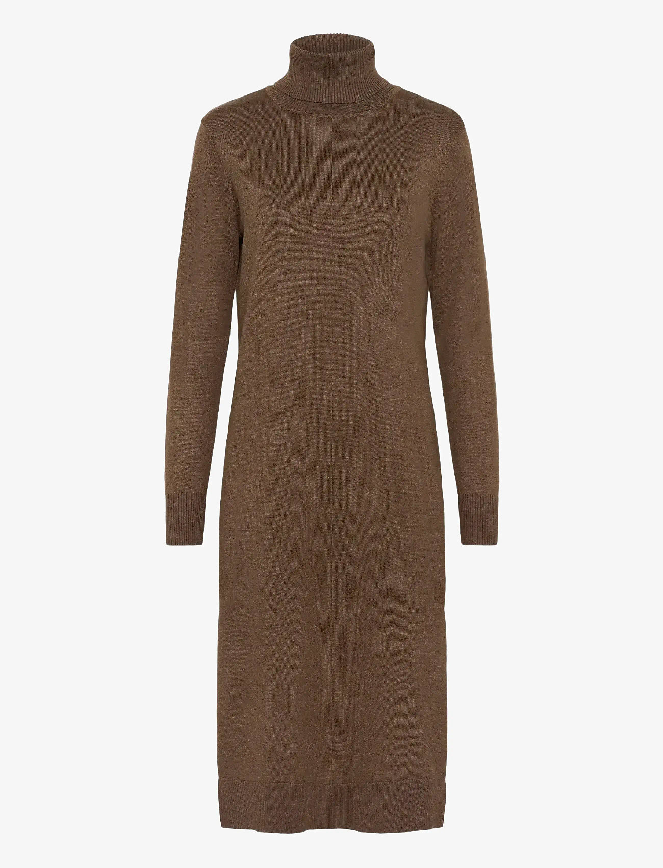 Saint Tropez - MilaSZ Roll Neck Long Dress - strikkjoler - fondue fudge melange - 0