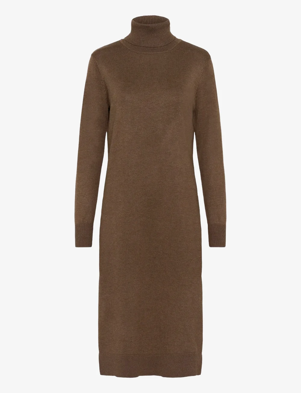 Saint Tropez - MilaSZ Roll Neck Long Dress - stickade klänningar - fondue fudge melange - 0