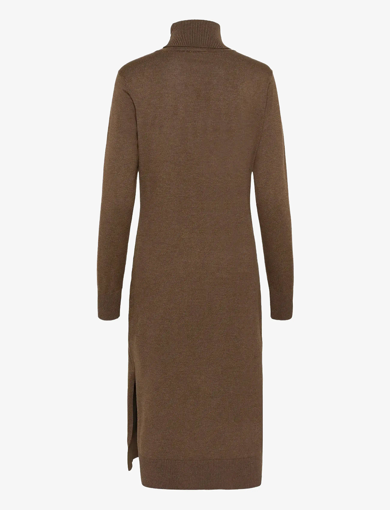 Saint Tropez - MilaSZ Roll Neck Long Dress - strikkjoler - fondue fudge melange - 1