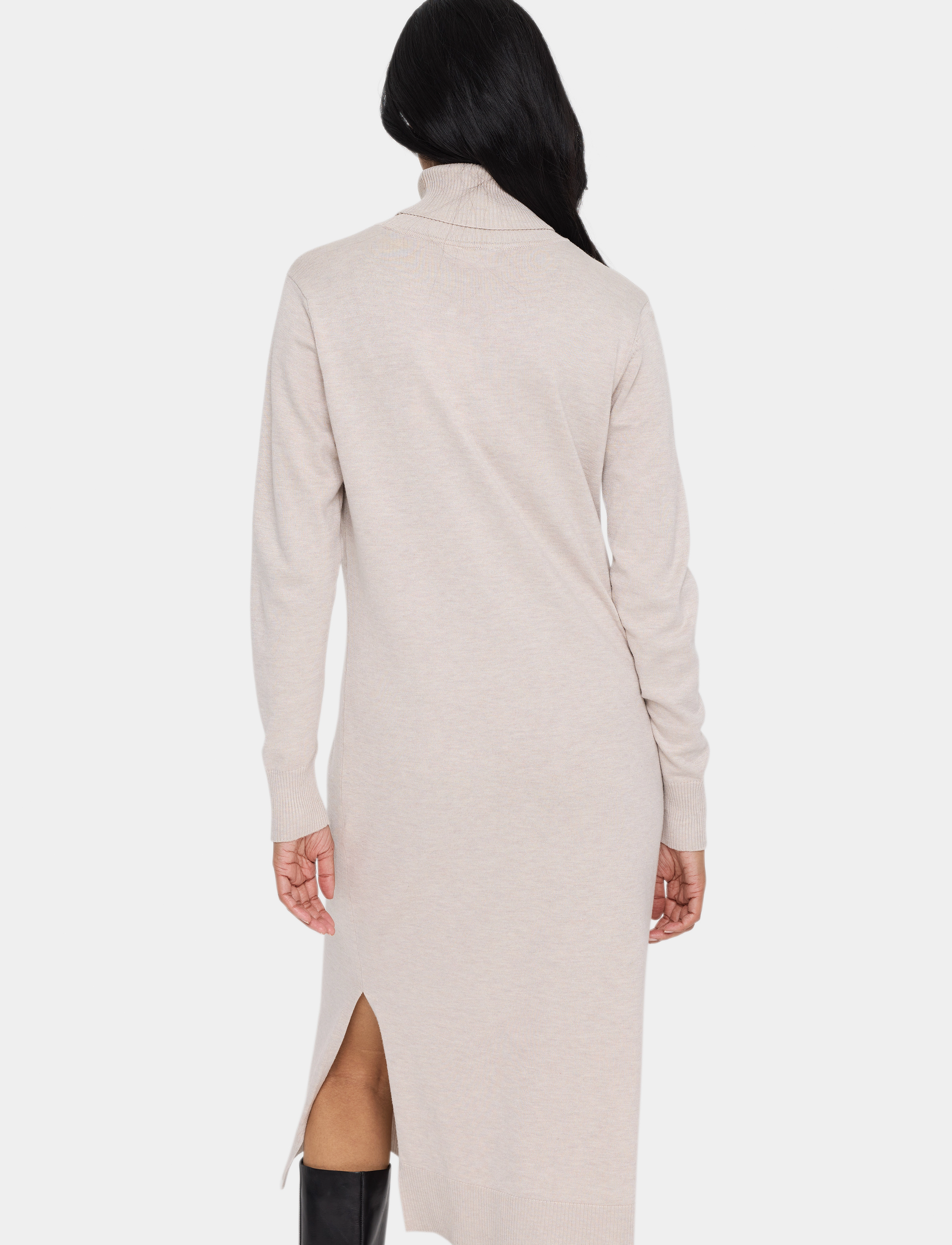 Saint Tropez - MilaSZ Roll Neck Long Dress - knitted dresses - gray morn melange - 4
