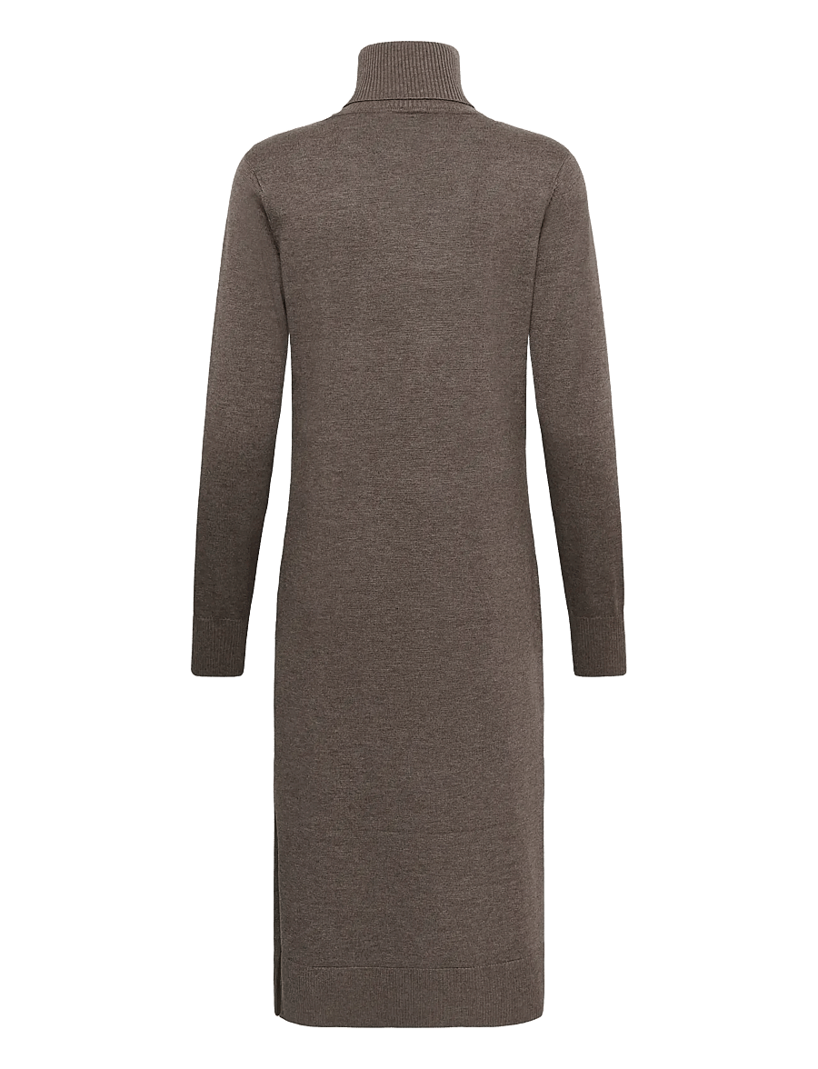 Saint Tropez - MilaSZ Roll Neck Long Dress - knitted dresses - mink melange - 2