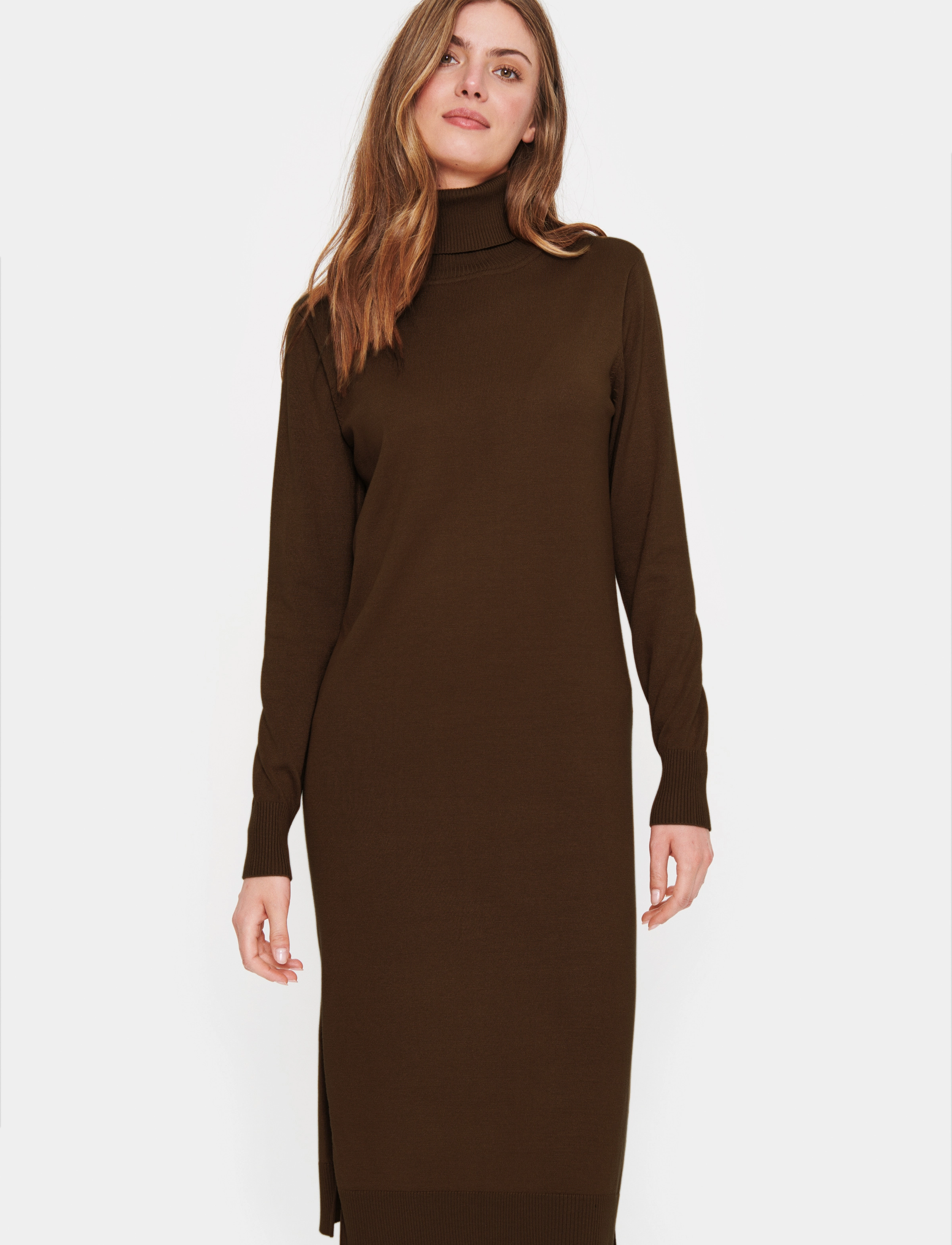 Saint Tropez MilaSZ Roll Neck Long Dress - Midikleider - MINK MELANGE / brown