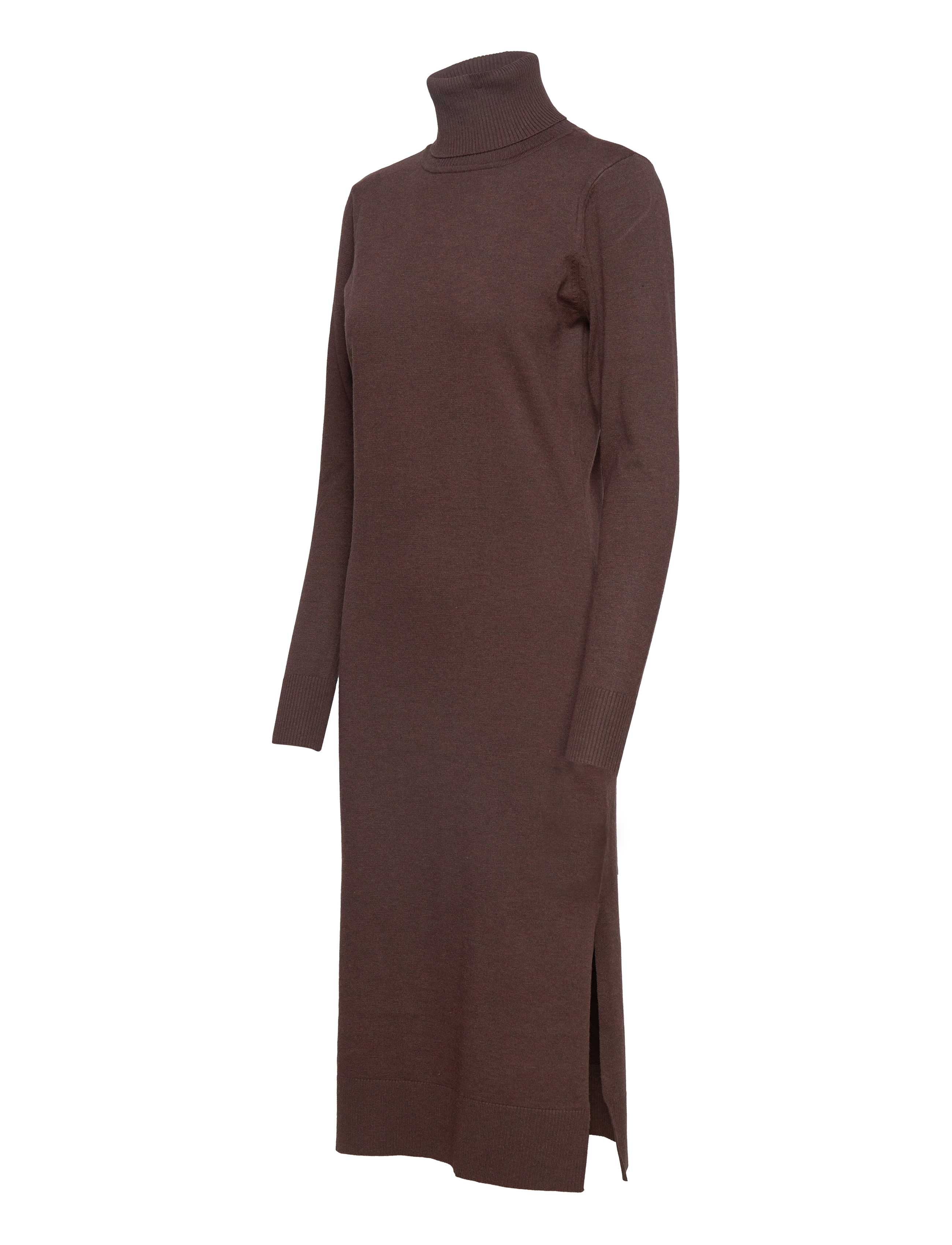 Saint Tropez - MilaSZ Roll Neck Long Dress - strickkleider - mink melange - 3