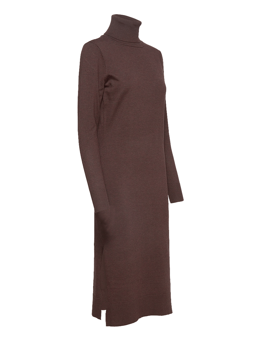 Saint Tropez - MilaSZ Roll Neck Long Dress - knitted dresses - mink melange - 4