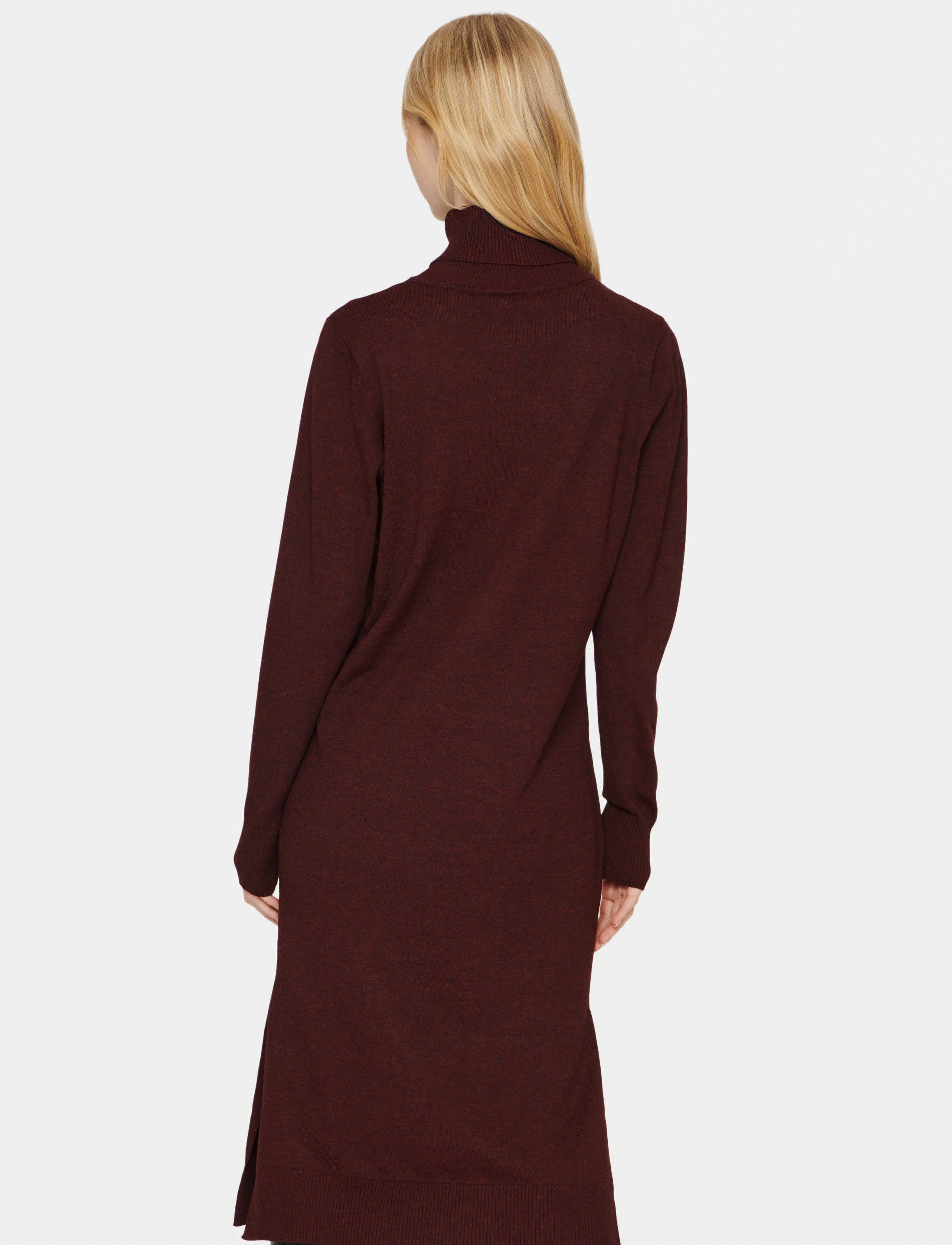 Saint Tropez - MilaSZ Roll Neck Long Dress - strikkjoler - tawny port melange - 4