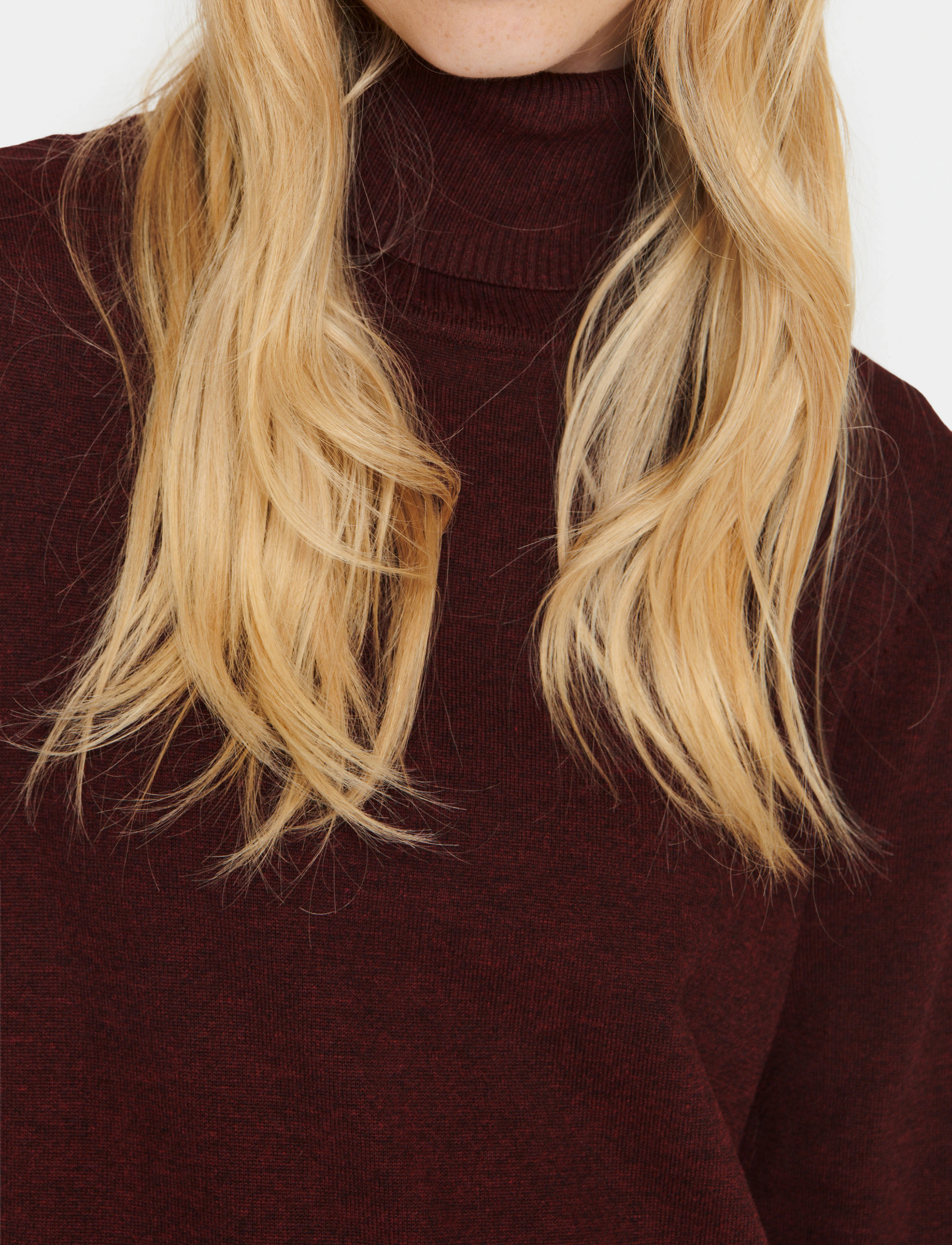 Saint Tropez - MilaSZ Roll Neck Long Dress - strikkjoler - tawny port melange - 5