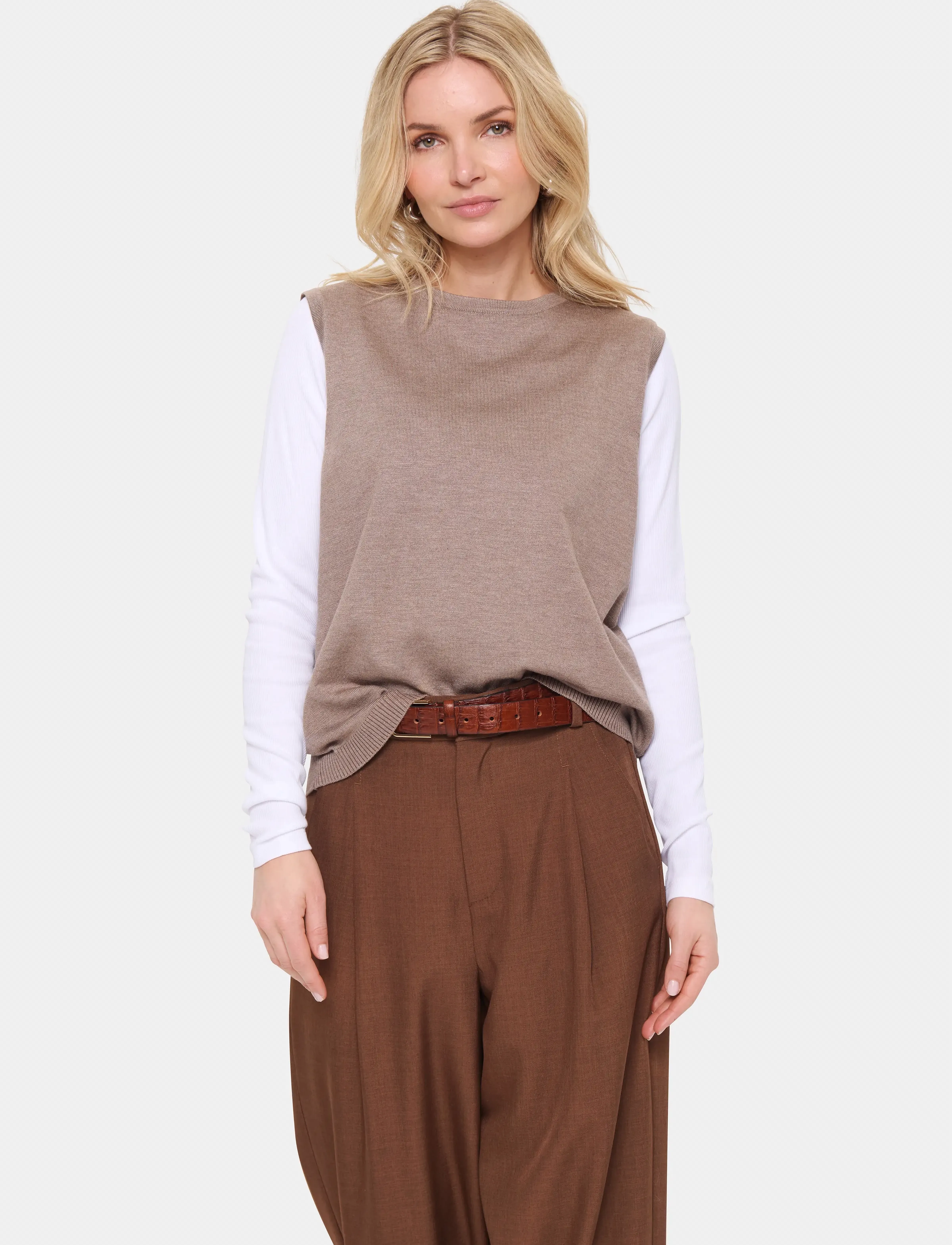 Saint Tropez Milasz Vest, S, Brown, Veste > Strikkede Veste, Dame