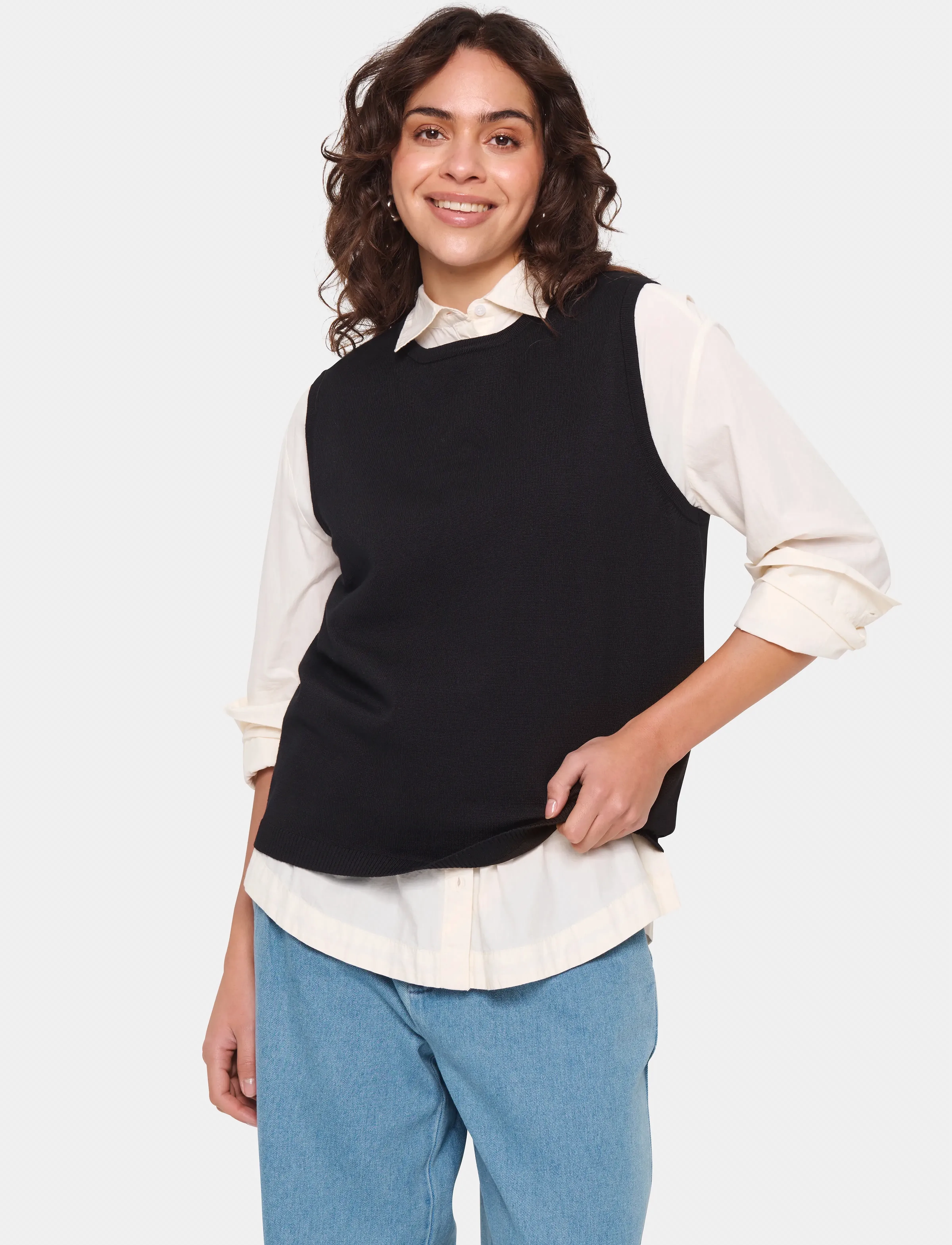 Saint Tropez Milasz Vest, XS, Black, Veste > Strikkede Veste, Dame