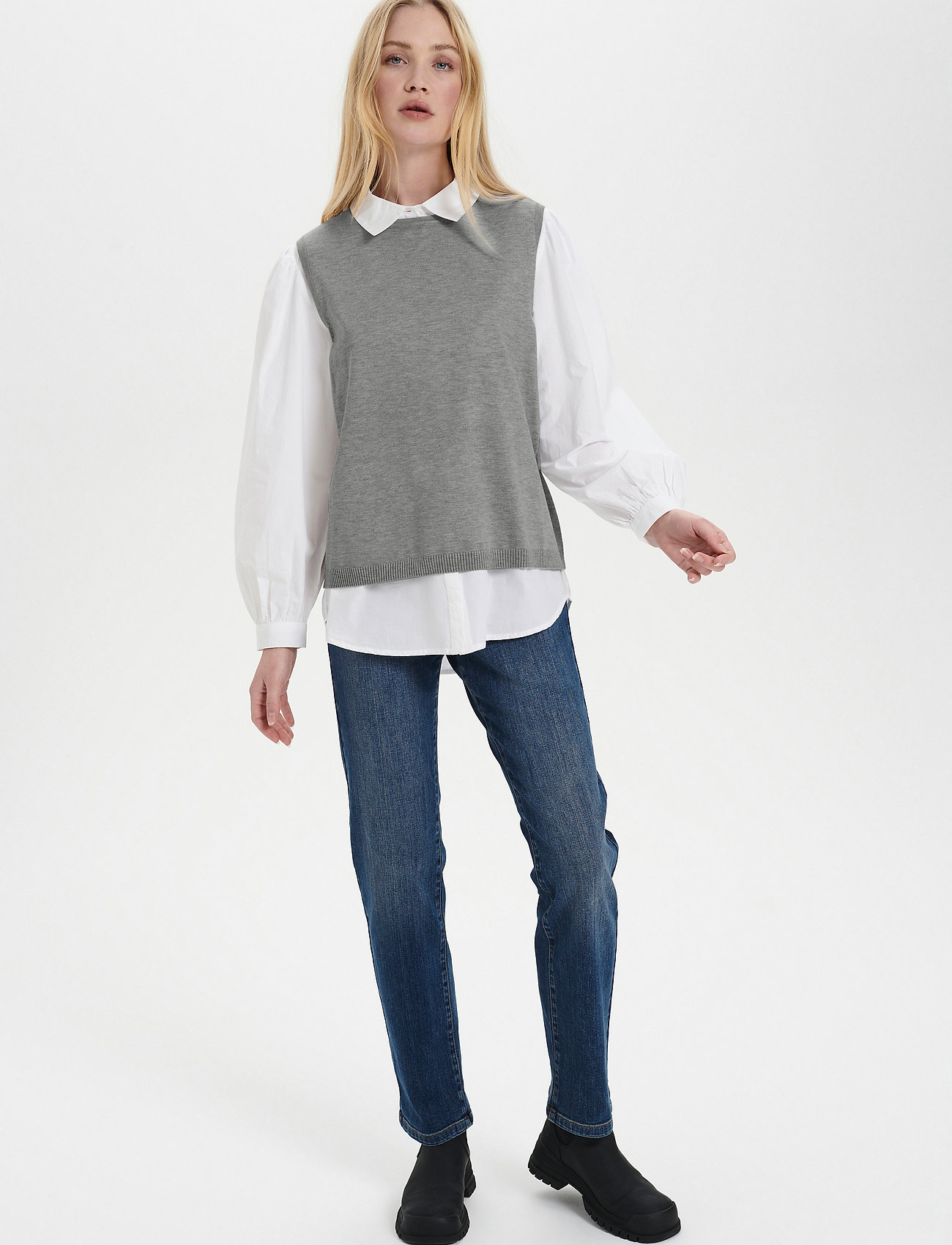 Saint Tropez - MilaSZ Vest - laveste priser - mist grey melange - 3