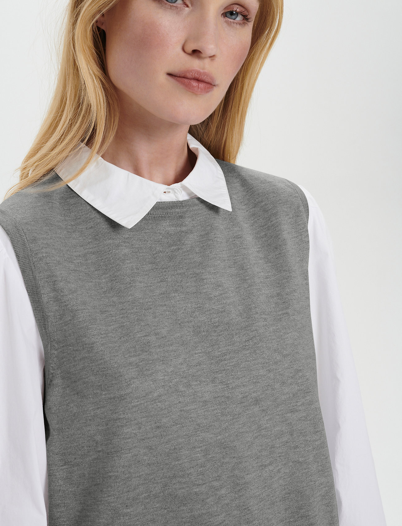 Saint Tropez - MilaSZ Vest - laveste priser - mist grey melange - 5