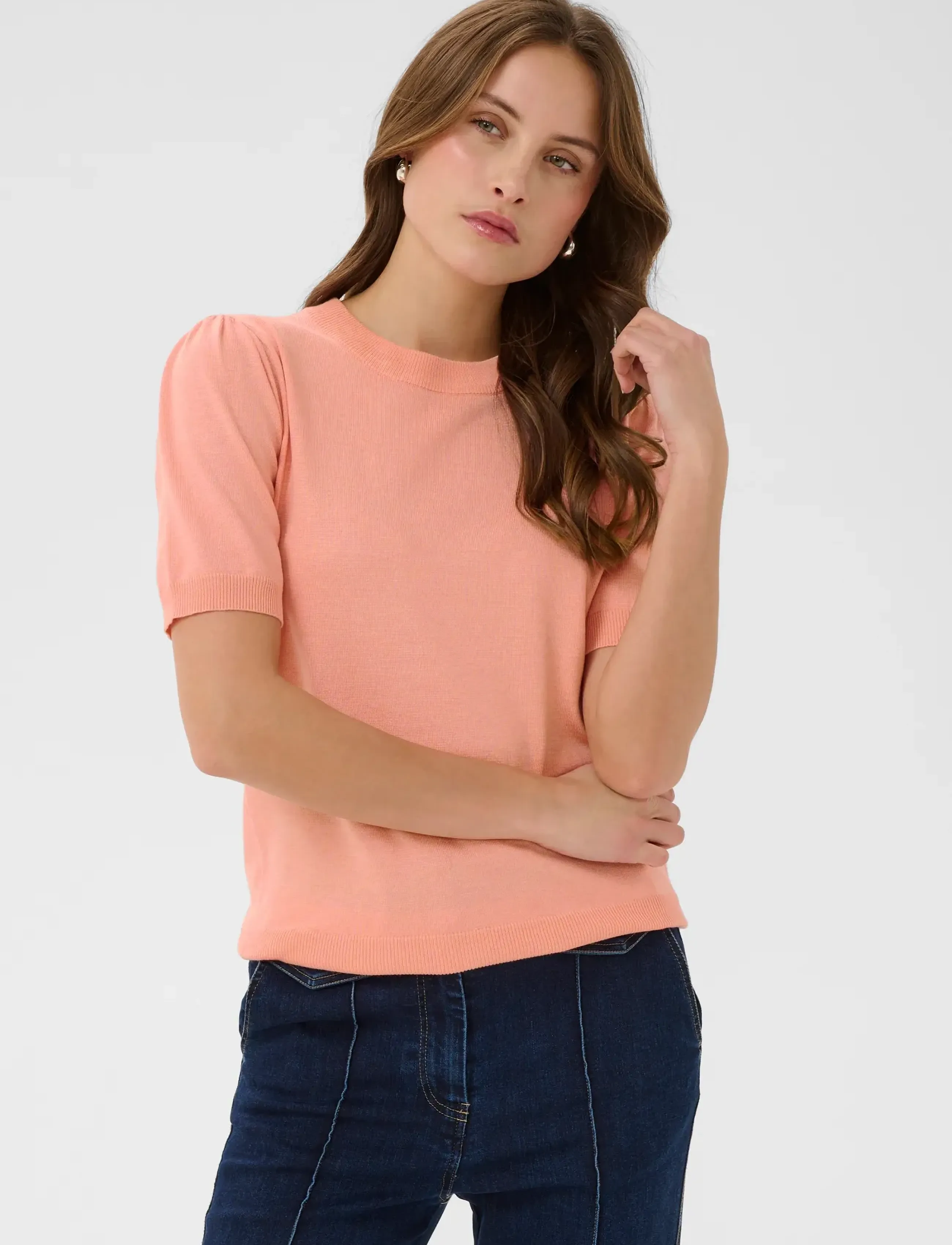 Saint Tropez MilaSZ SS Pullover - Saint Tropez - BLOOMING DAHLIA MELANGE / coral