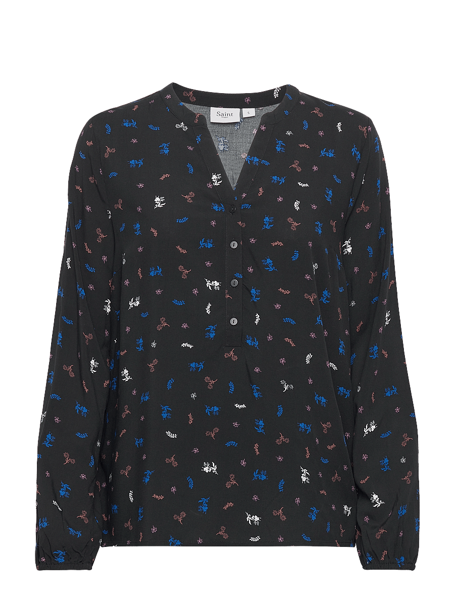 Saint Tropez - EdaSZ Shirt - langærmede bluser - black ditsy blooms - 1
