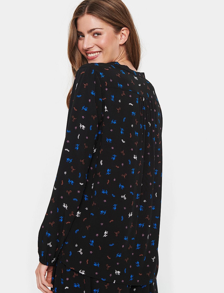 Saint Tropez - EdaSZ Shirt - langærmede bluser - black ditsy blooms - 4