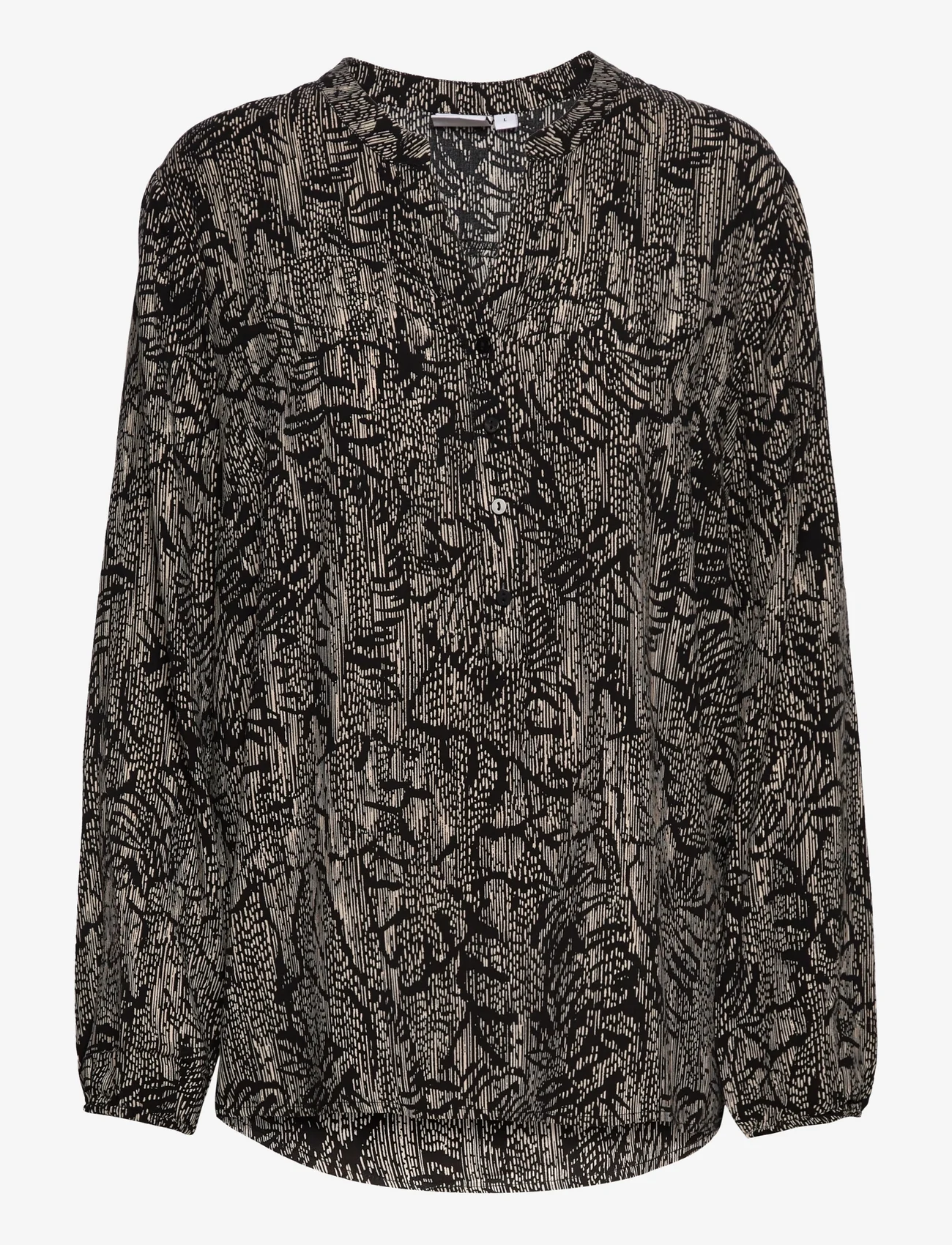 Saint Tropez - EdaSZ Shirt - blūzes ar garām piedurknēm - black floral stripes - 0