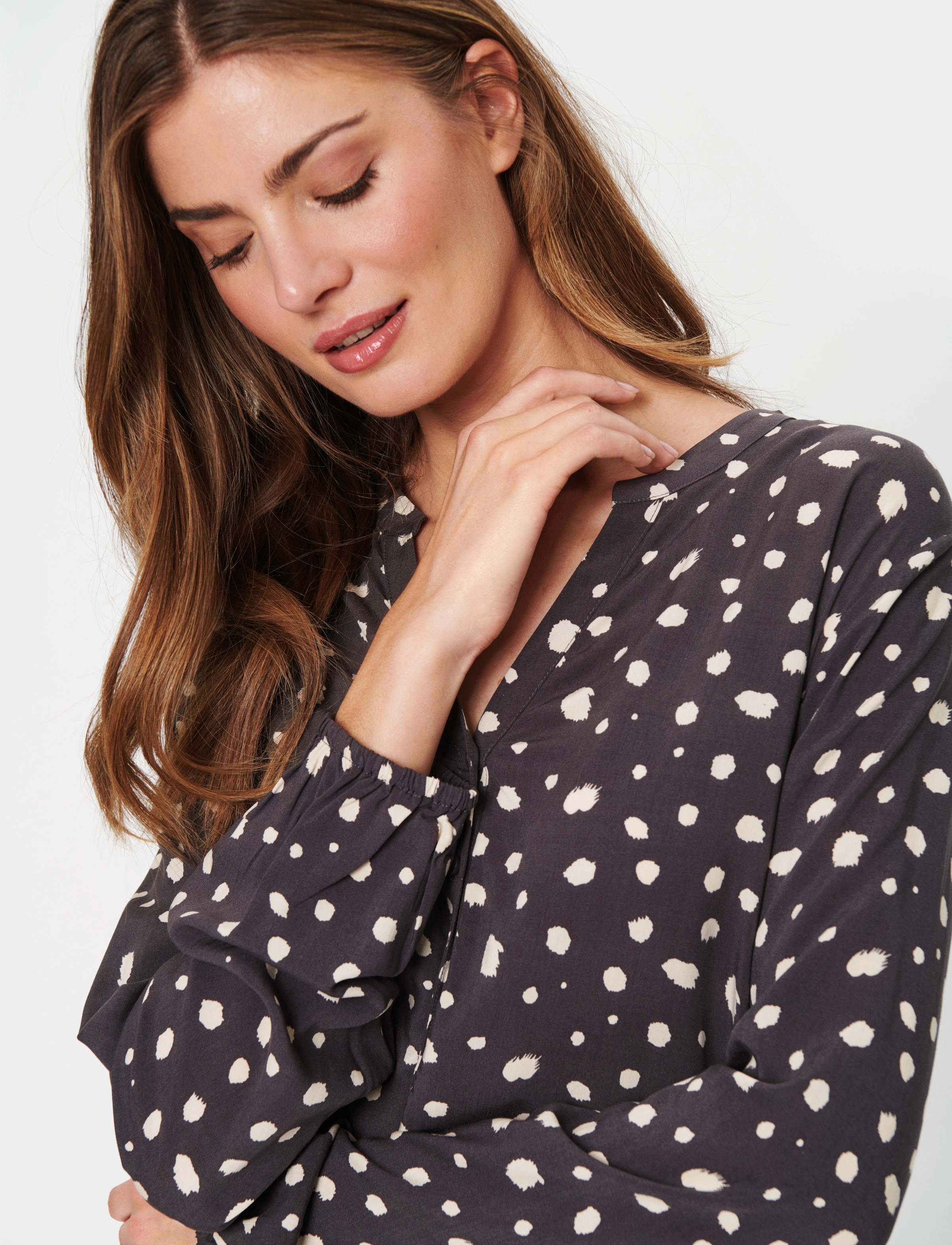 Saint Tropez - EdaSZ Shirt - langärmlige blusen - nine iron dot - 5