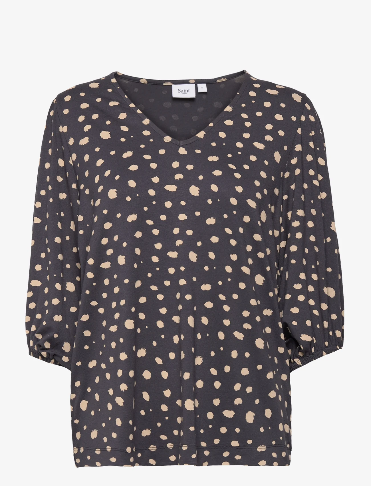 Saint Tropez - MinaSZ V-N Blouse - long-sleeved blouses - nine iron dot - 0