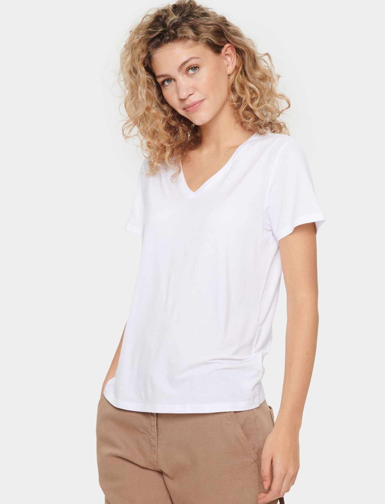 Saint Tropez - AdeliaSZ V-N T-Shirt - t-shirts - bright white - 0