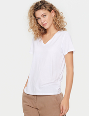 Saint Tropez - AdeliaSZ V-N T-Shirt - laveste priser - bright white - 2