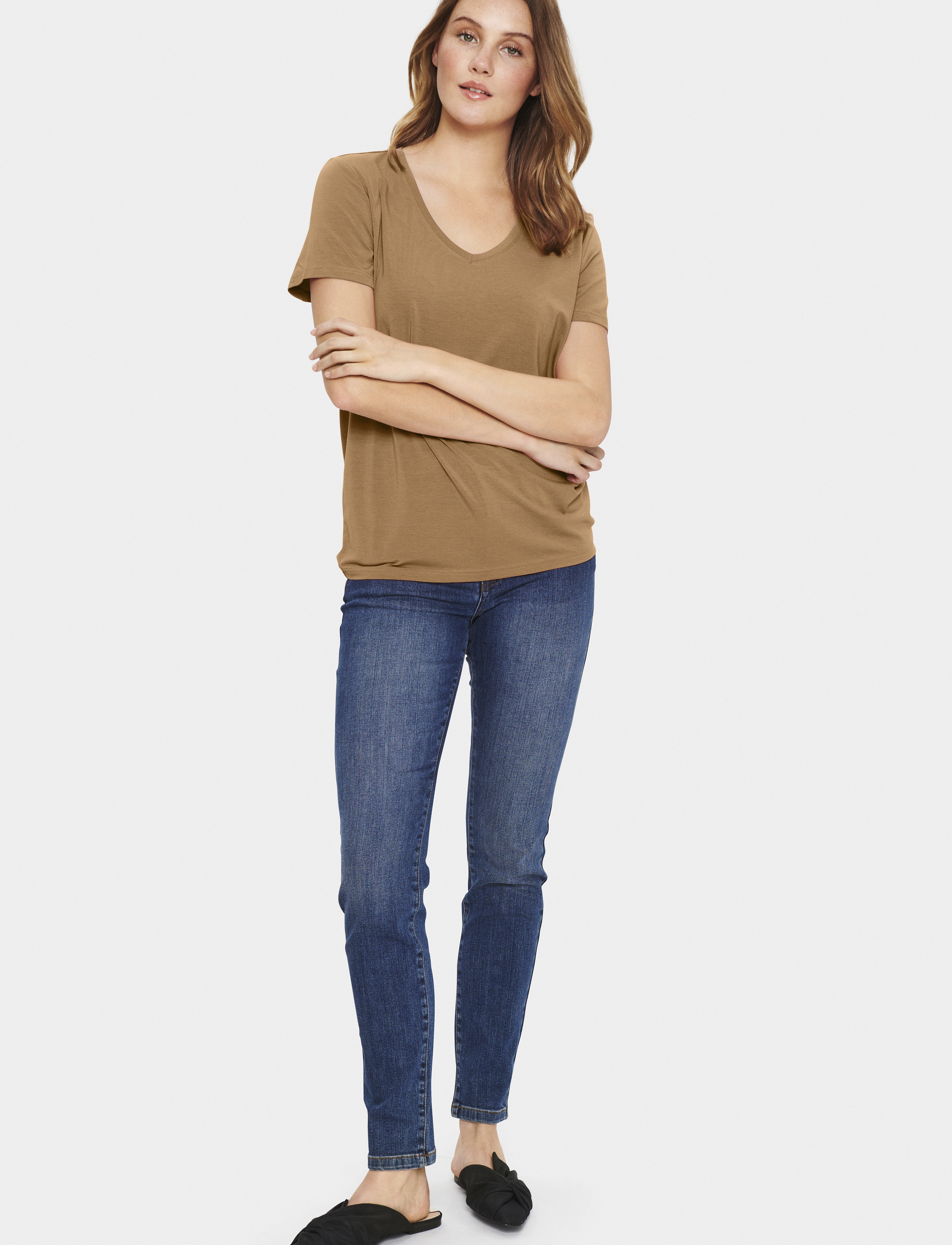 Saint Tropez - AdeliaSZ V-N T-Shirt - tobacco brown - 3