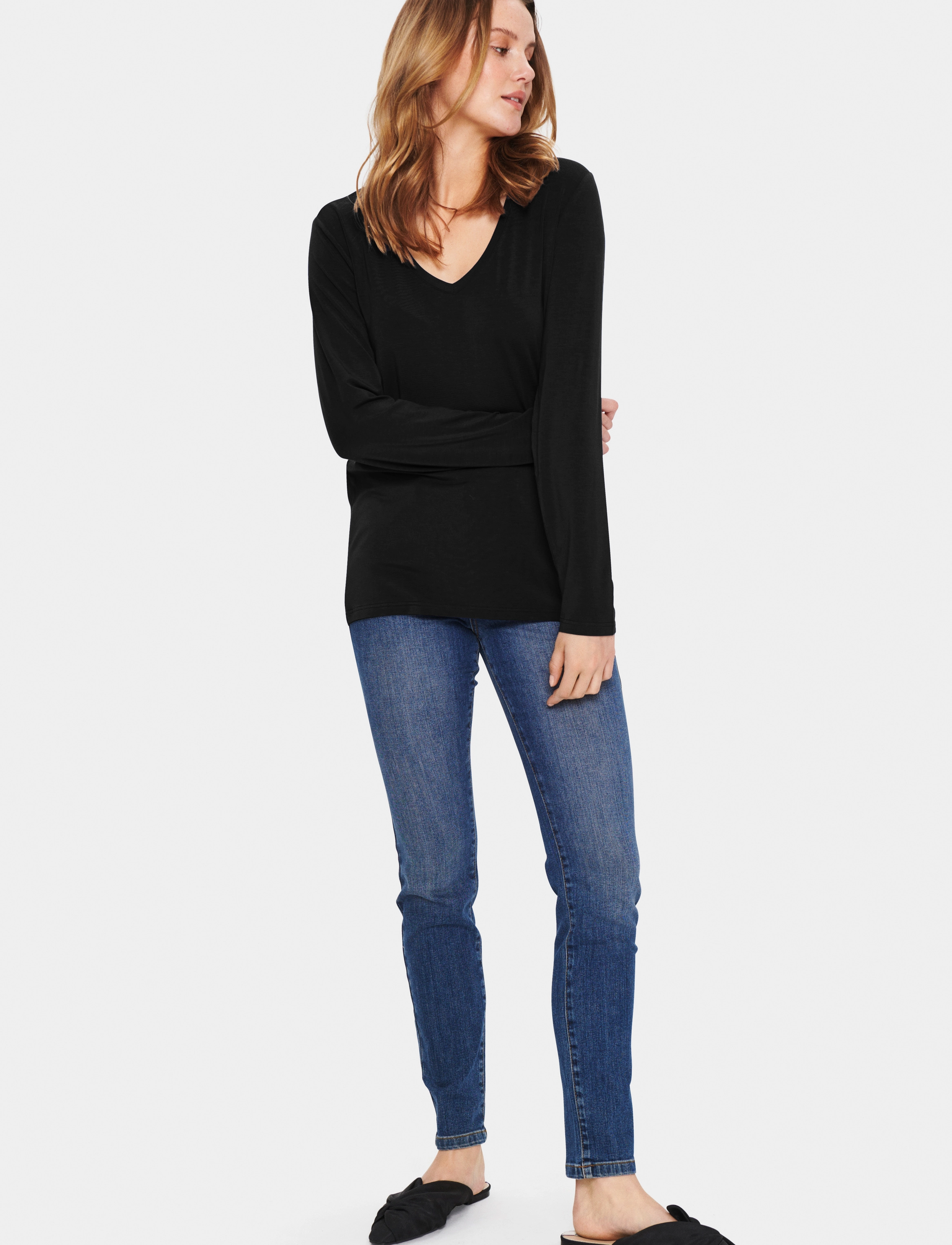 Saint Tropez - AdeliaSZ V-N LS Blouse - black - 3