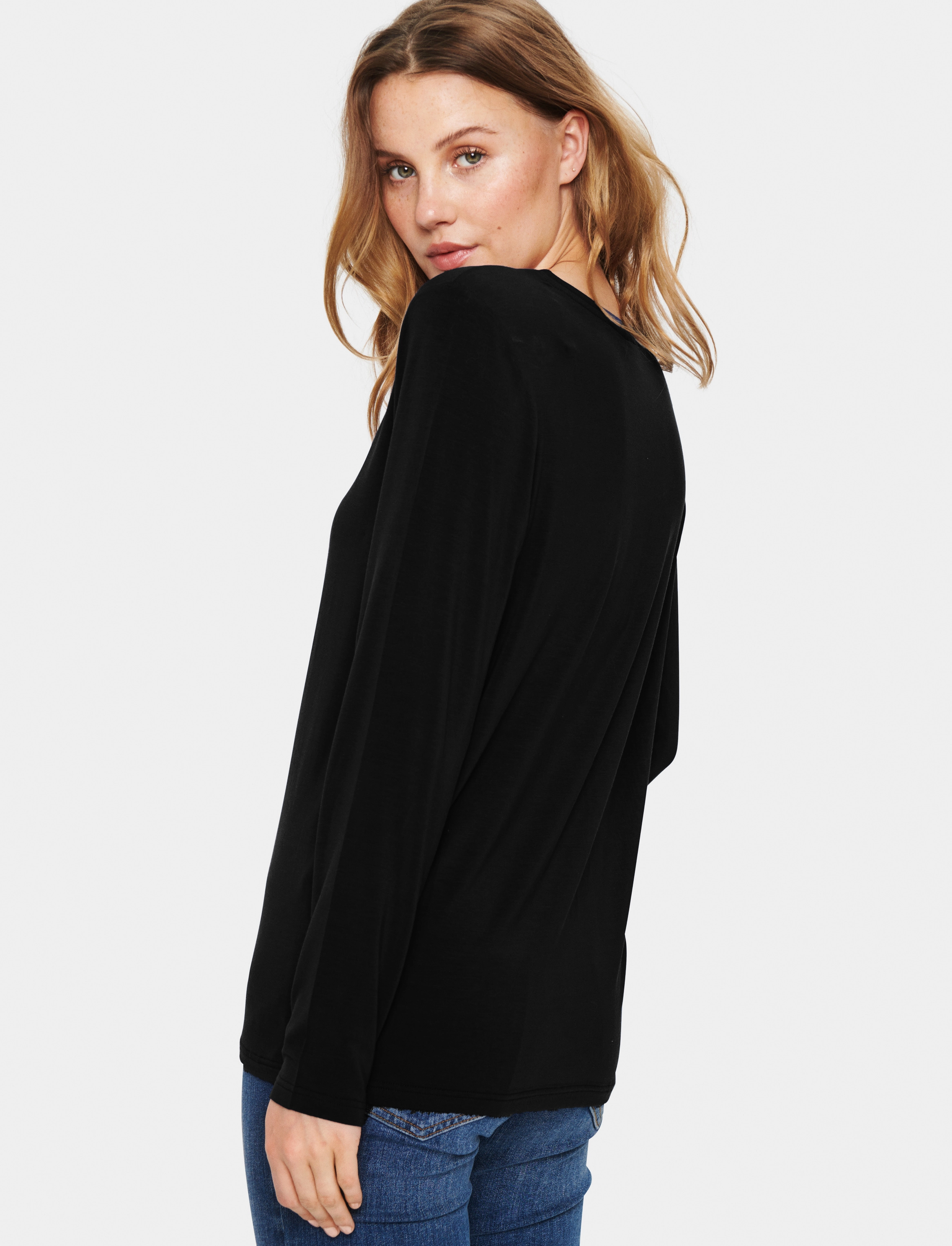 Saint Tropez - AdeliaSZ V-N LS Blouse - black - 4