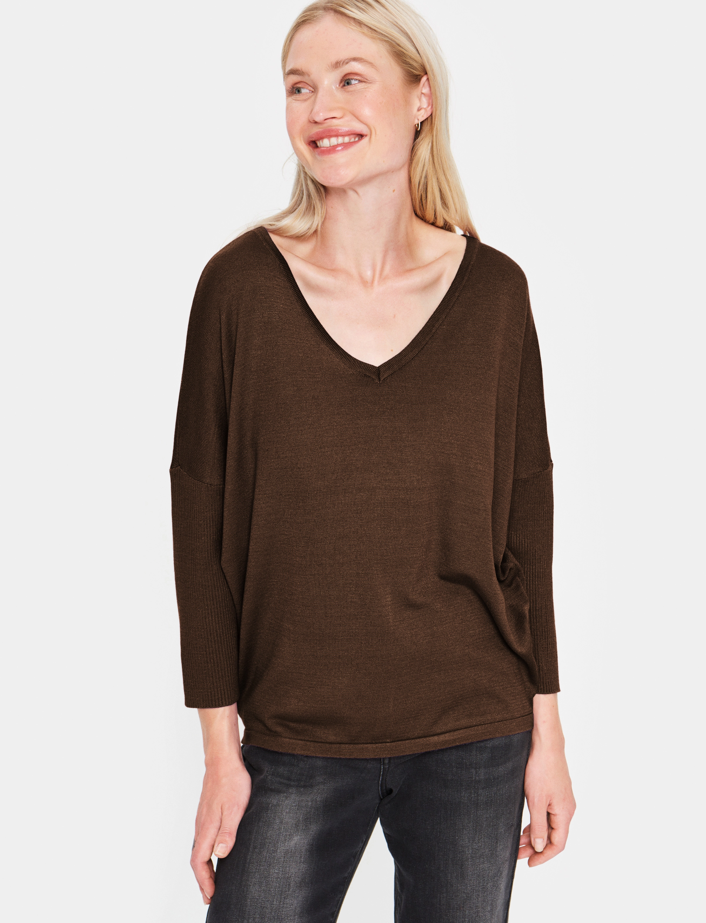 Saint Tropez - MilaSZ V-N Pullover - mink melange - 2