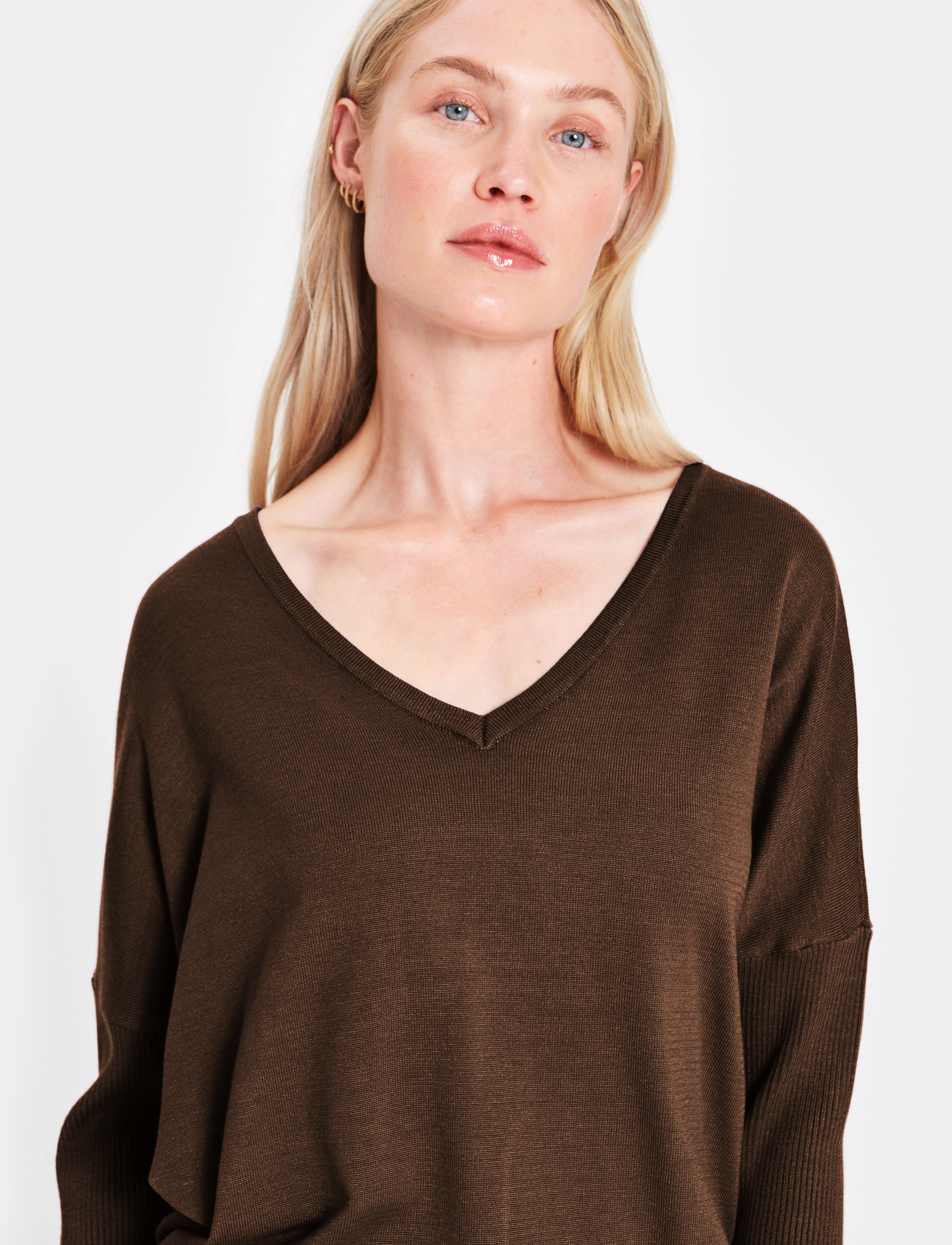 Saint Tropez - MilaSZ V-N Pullover - mink melange - 5