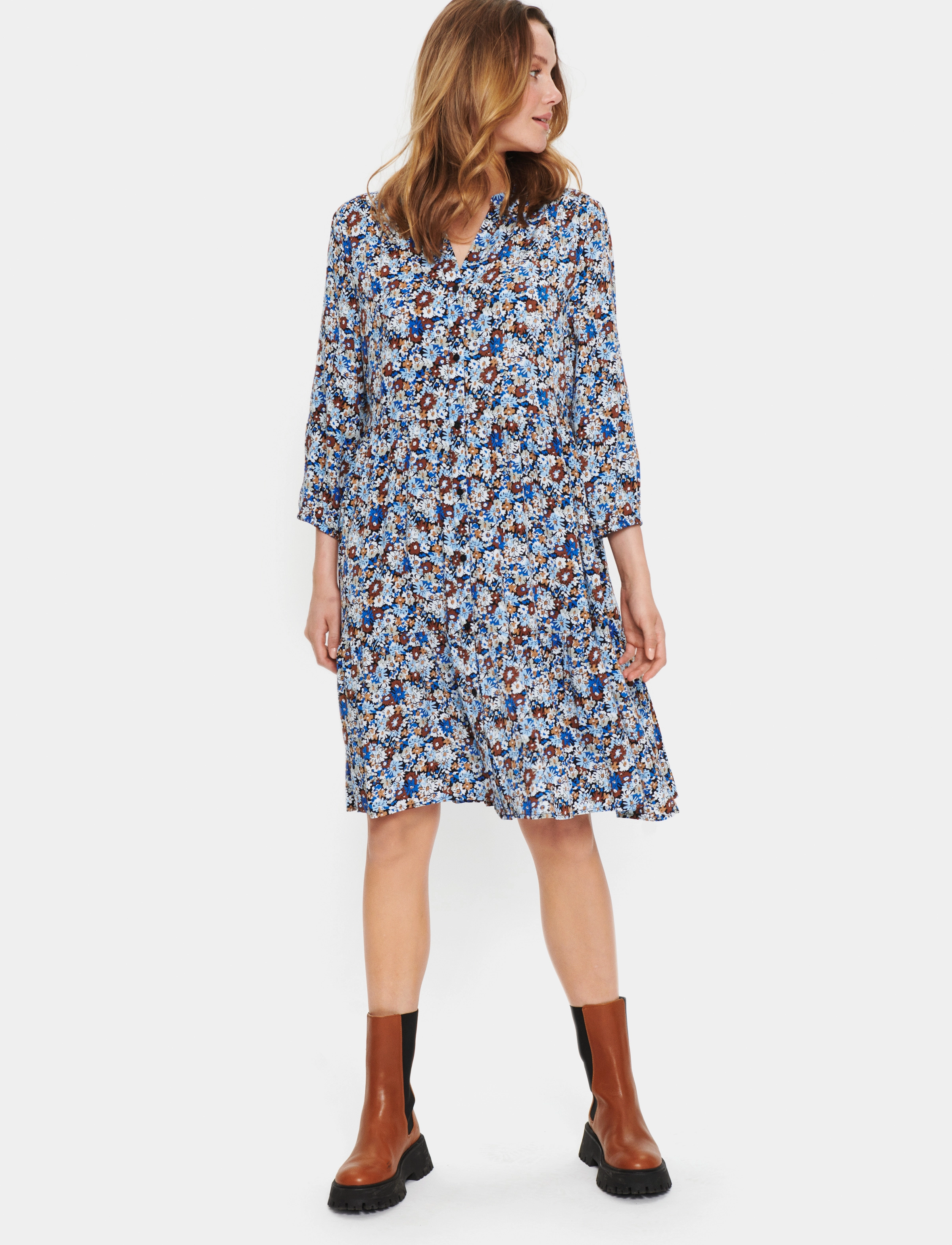Saint Tropez - MaciSZ Dress - strong blue florals - 3