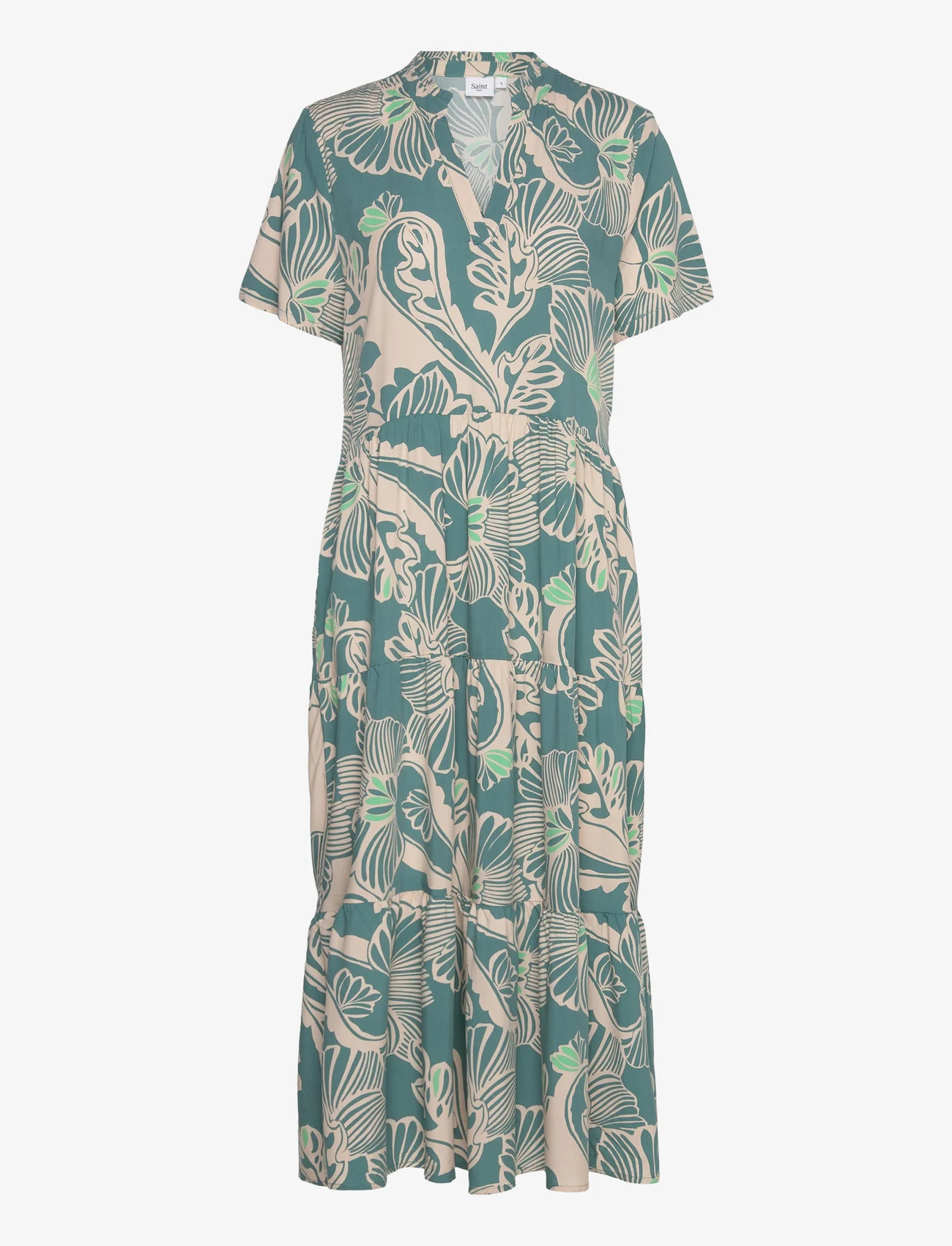 Saint Tropez - EdaSZ SS Maxi Dress - skjortklänningar - sagebrush g. big soft flower - 0