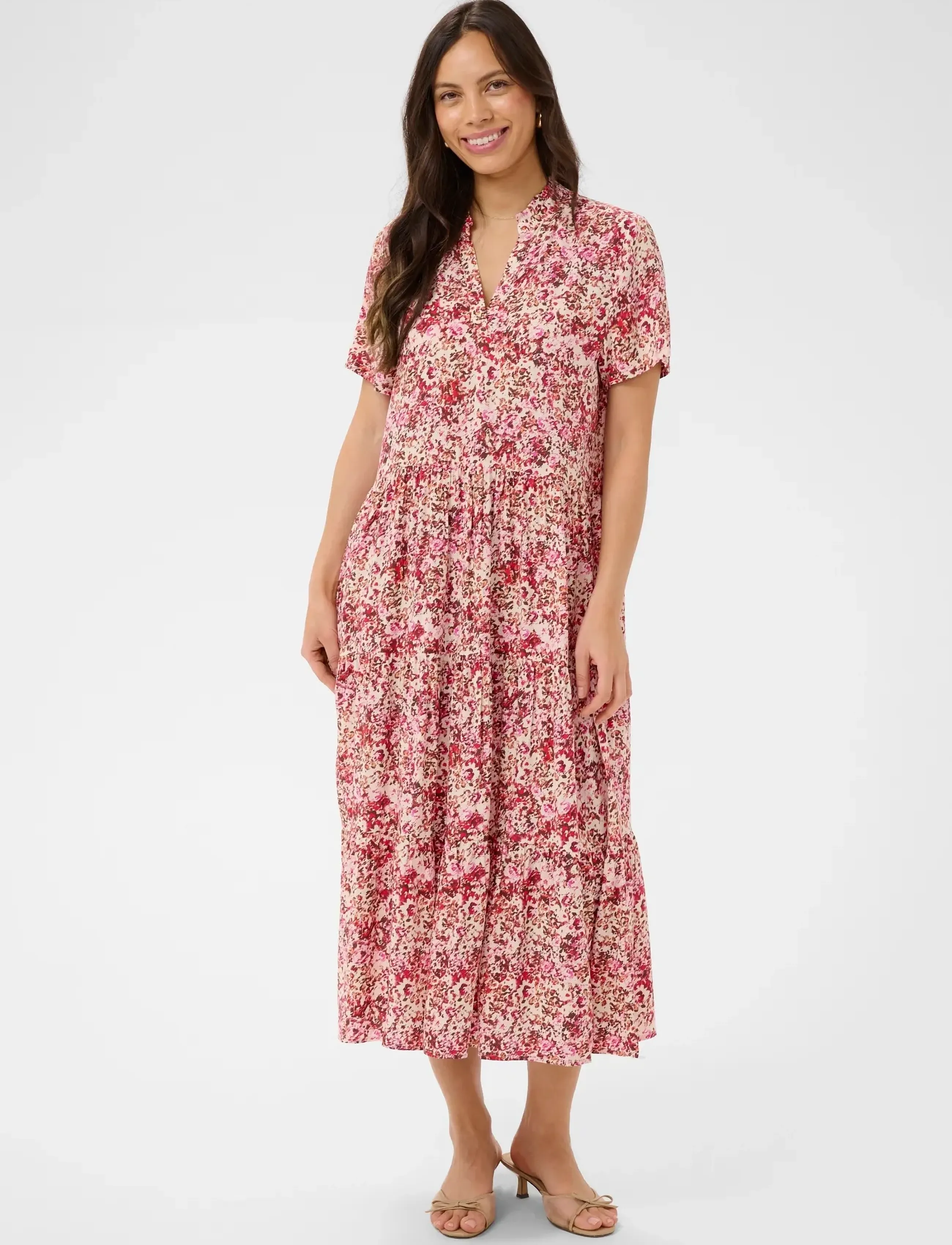 Saint Tropez EdaSZ SS Maxi Dress - Mekot - BALLERINA BRUSHED BLOOMS / pink/rose