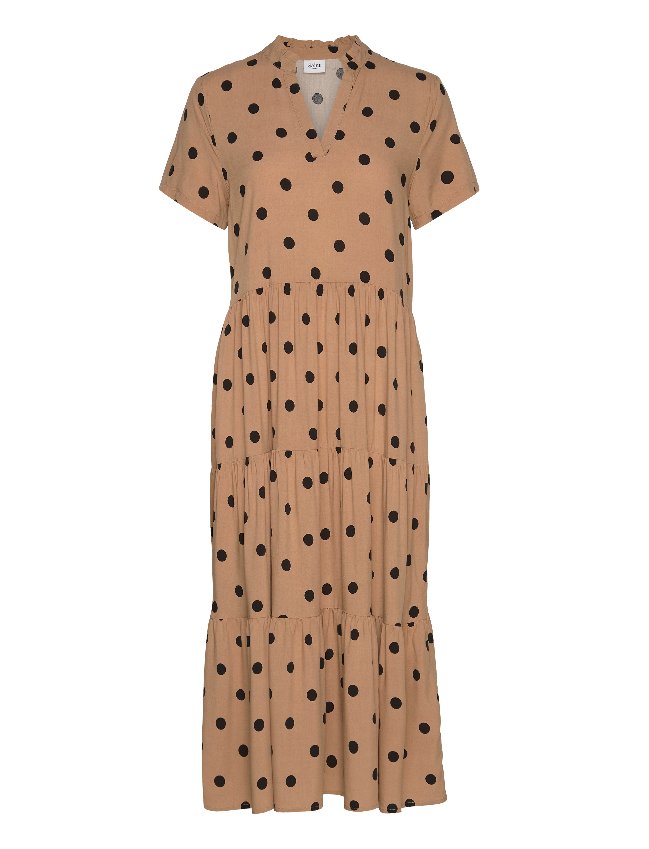 Saint Tropez EdaSZ SS Maxi Dress - Riided - TANNIN BIG DOTS / brown