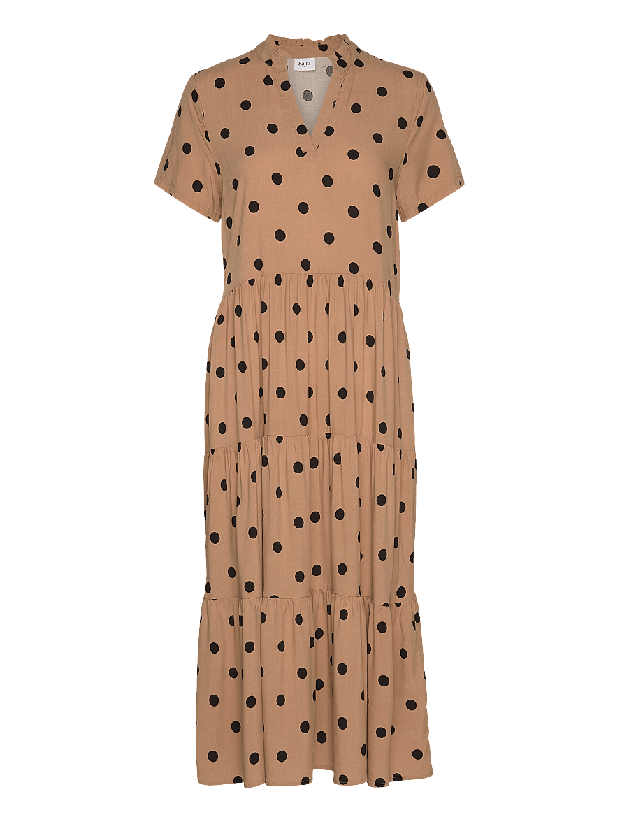 Saint Tropez - EdaSZ SS Maxi Dress - sommerkjoler - tannin big dots - 1