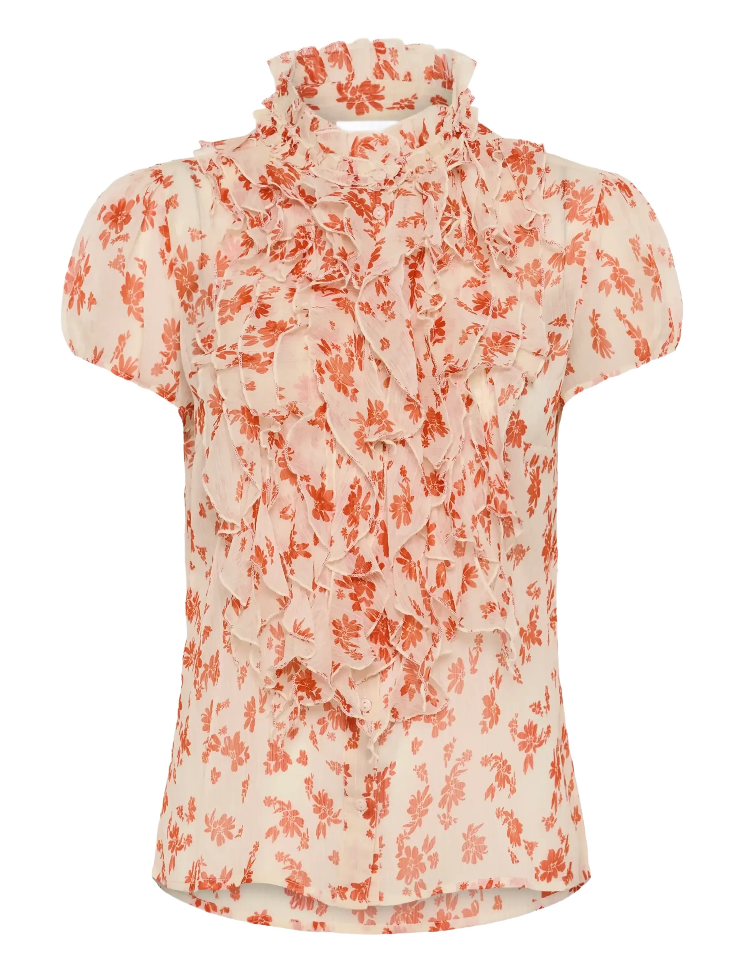 Saint Tropez LiljaSZ Crinkle SS Shirt - Riided - SEEDPEARL VALIANT DAISY / cream
