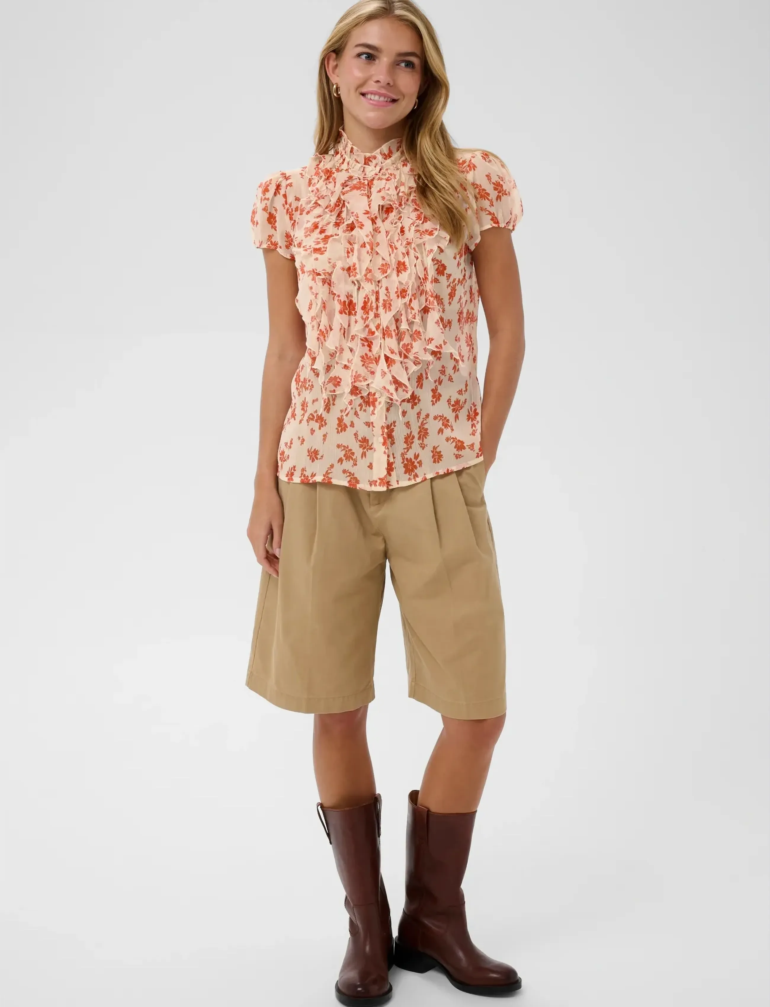 Saint Tropez - LiljaSZ Crinkle SS Shirt - kurzärmelige blusen - seedpearl valiant daisy - 3