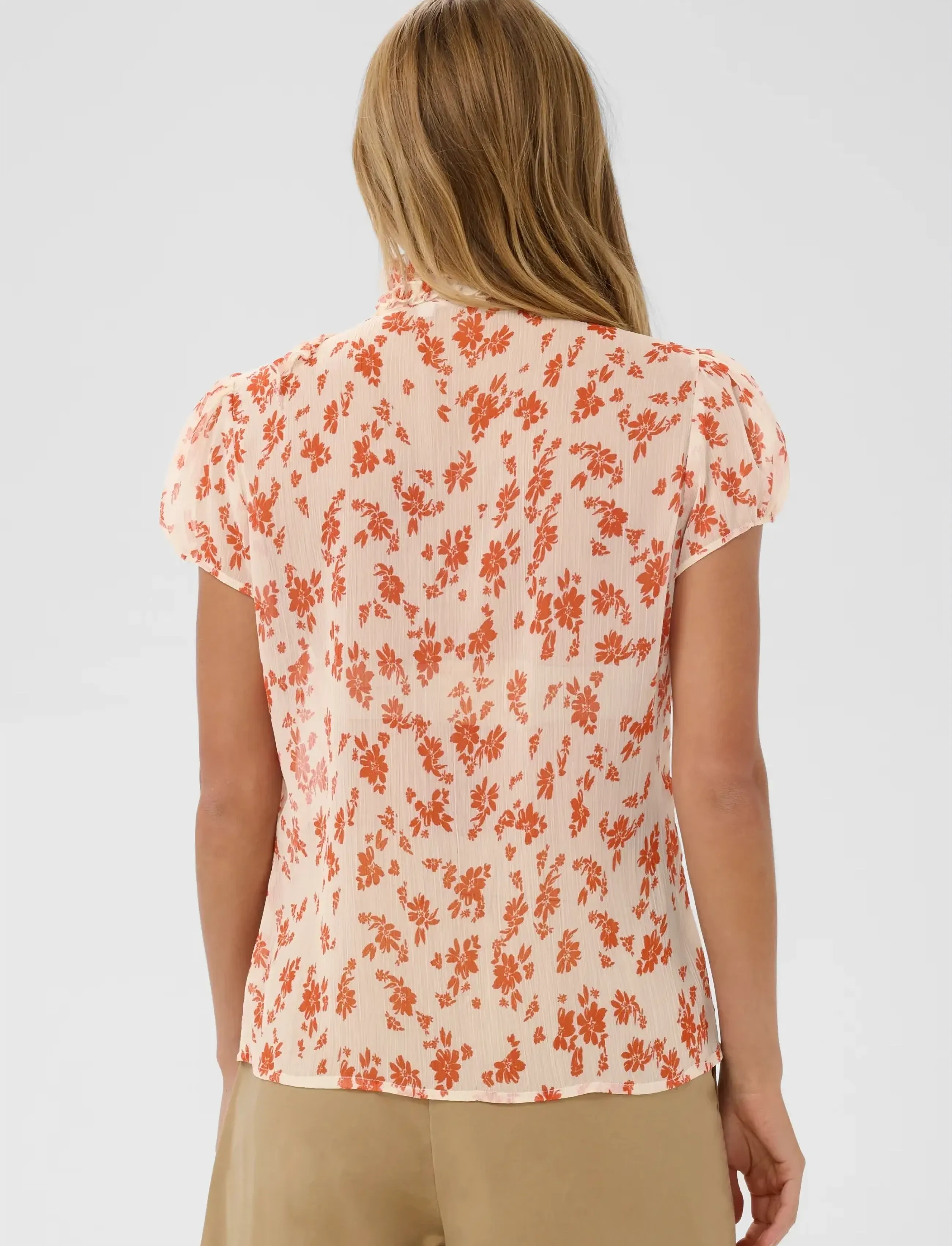 Saint Tropez - LiljaSZ Crinkle SS Shirt - kurzärmelige blusen - seedpearl valiant daisy - 4