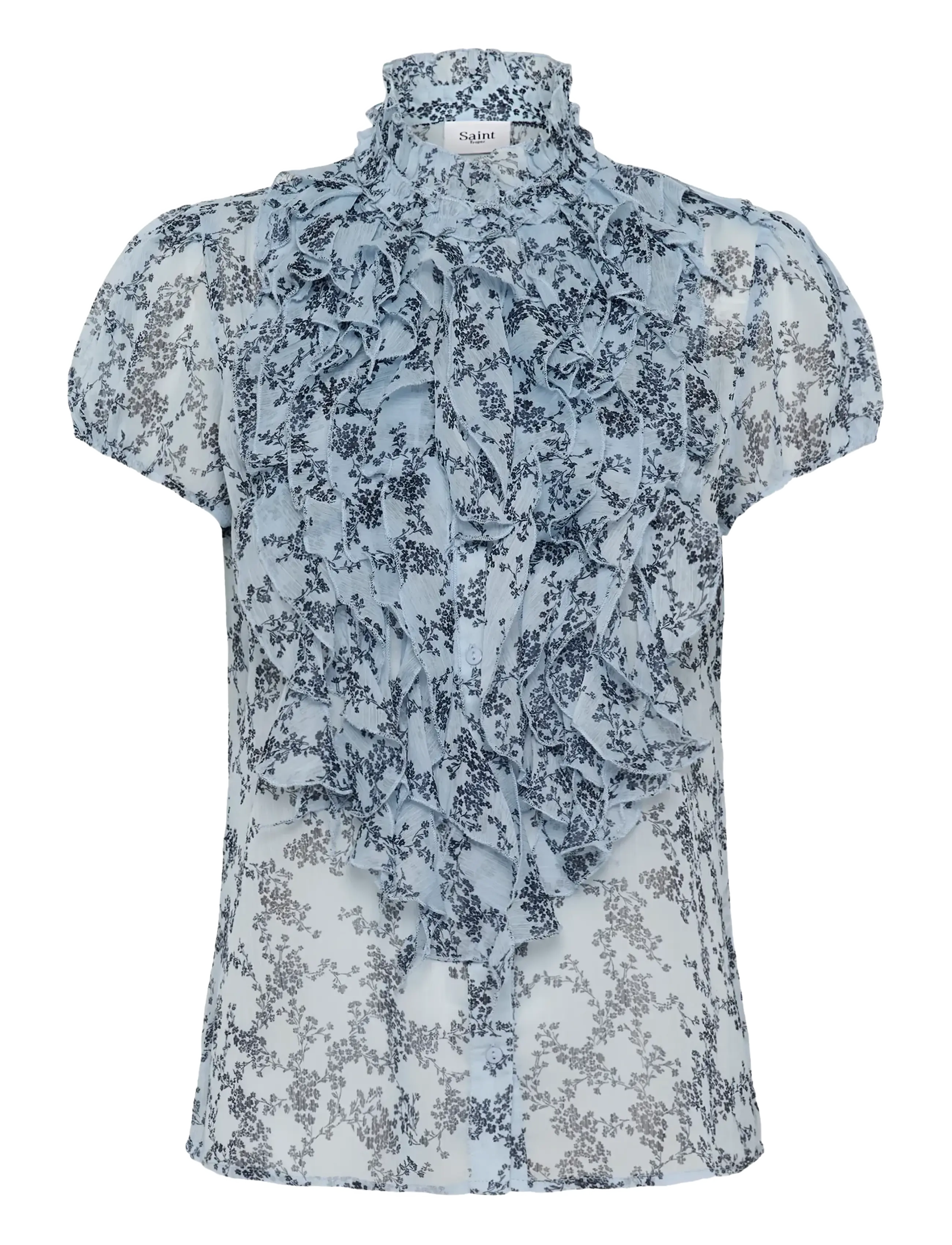 Saint Tropez LiljaSZ Crinkle SS Shirt - Riided - SKYWAY ECLIPSE SPRING FLORAL / blue