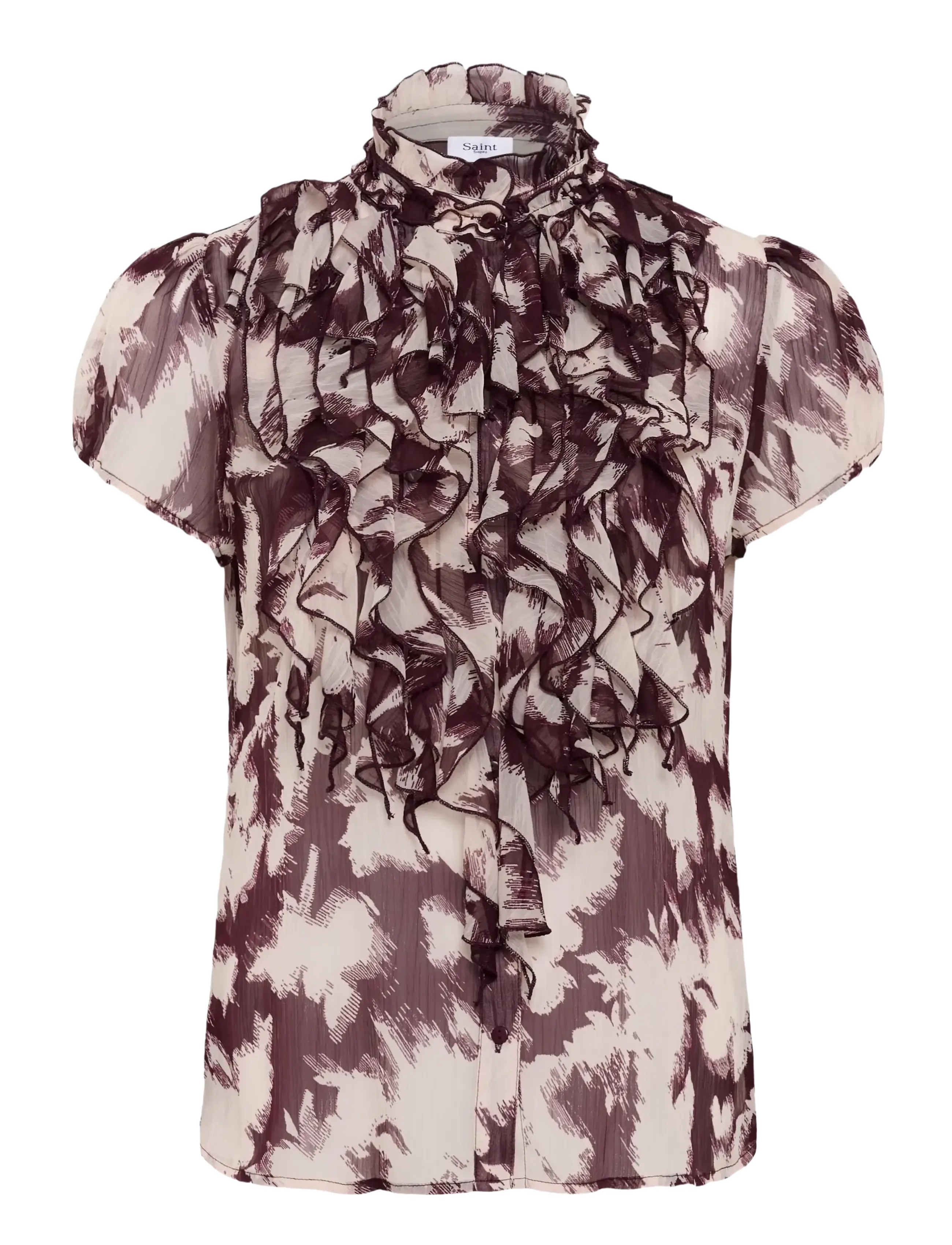 Saint Tropez - LiljaSZ Crinkle SS Shirt - lühikeste varrukatega pluusid - winetasting shadow blooms - 1