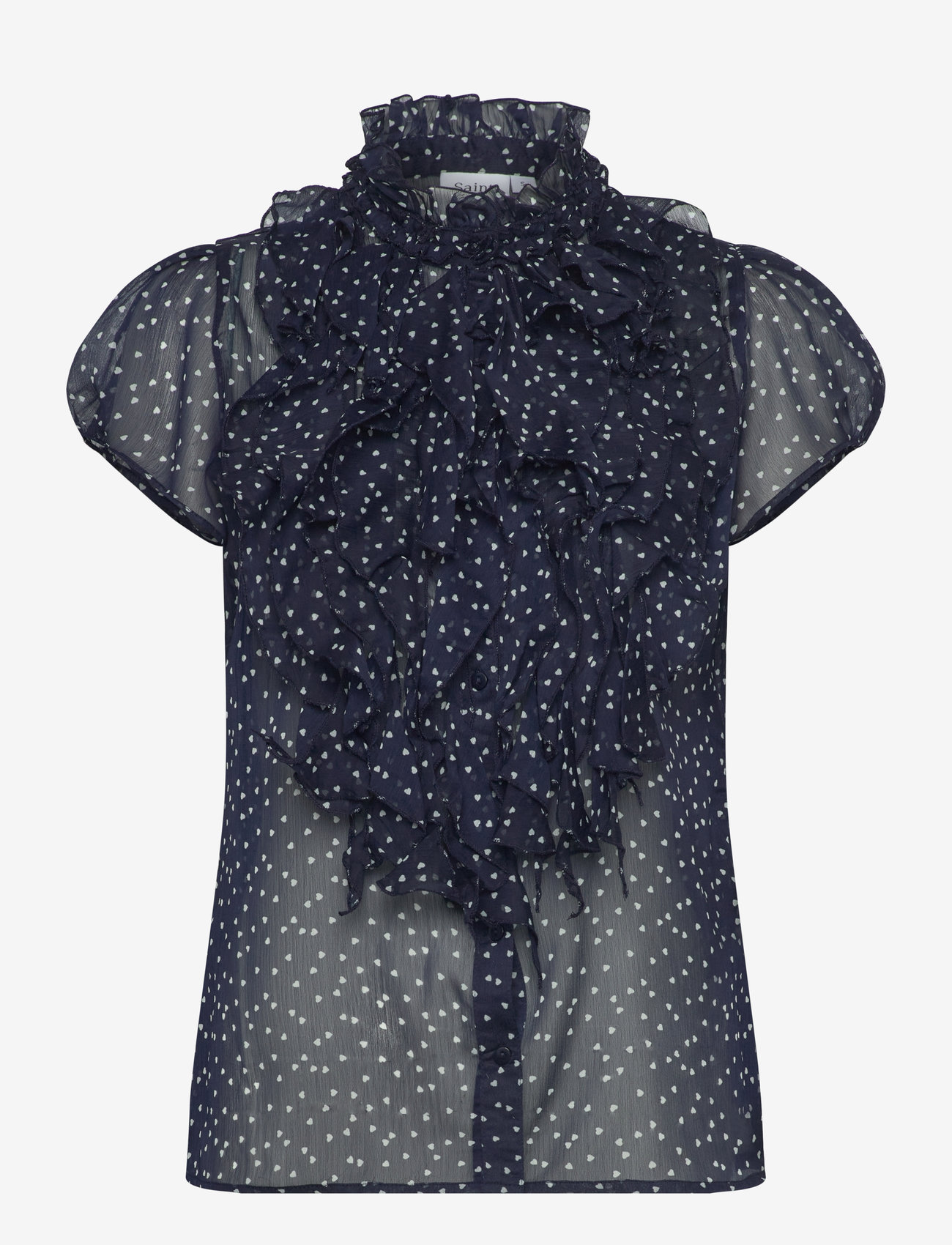 Saint Tropez - LiljaSZ Crinkle SS Shirt - kortärmade blusar - baritone ice mini hearts - 1