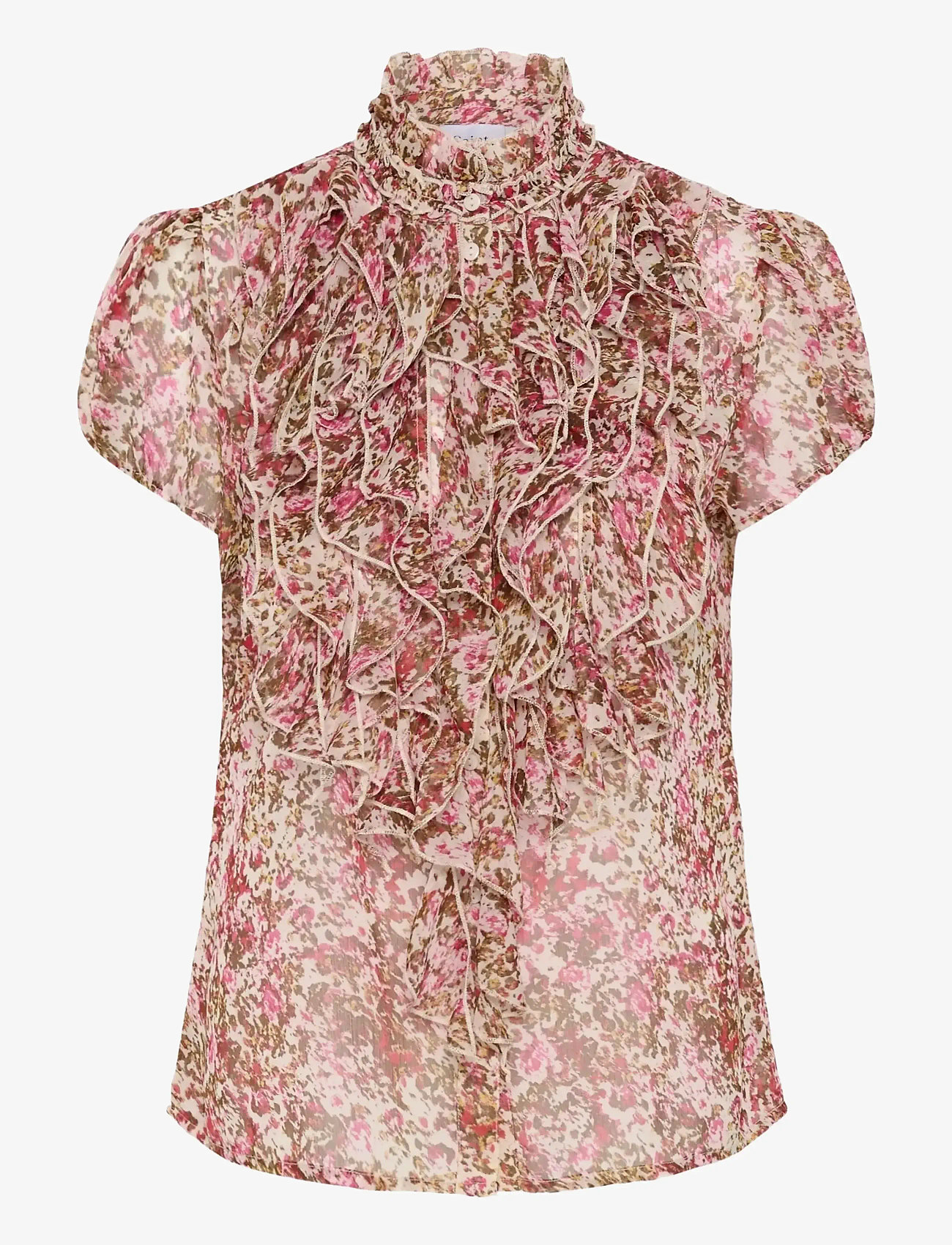 Saint Tropez - LiljaSZ Crinkle SS Shirt - kortærmede bluser - ballerina brushed blooms - 1
