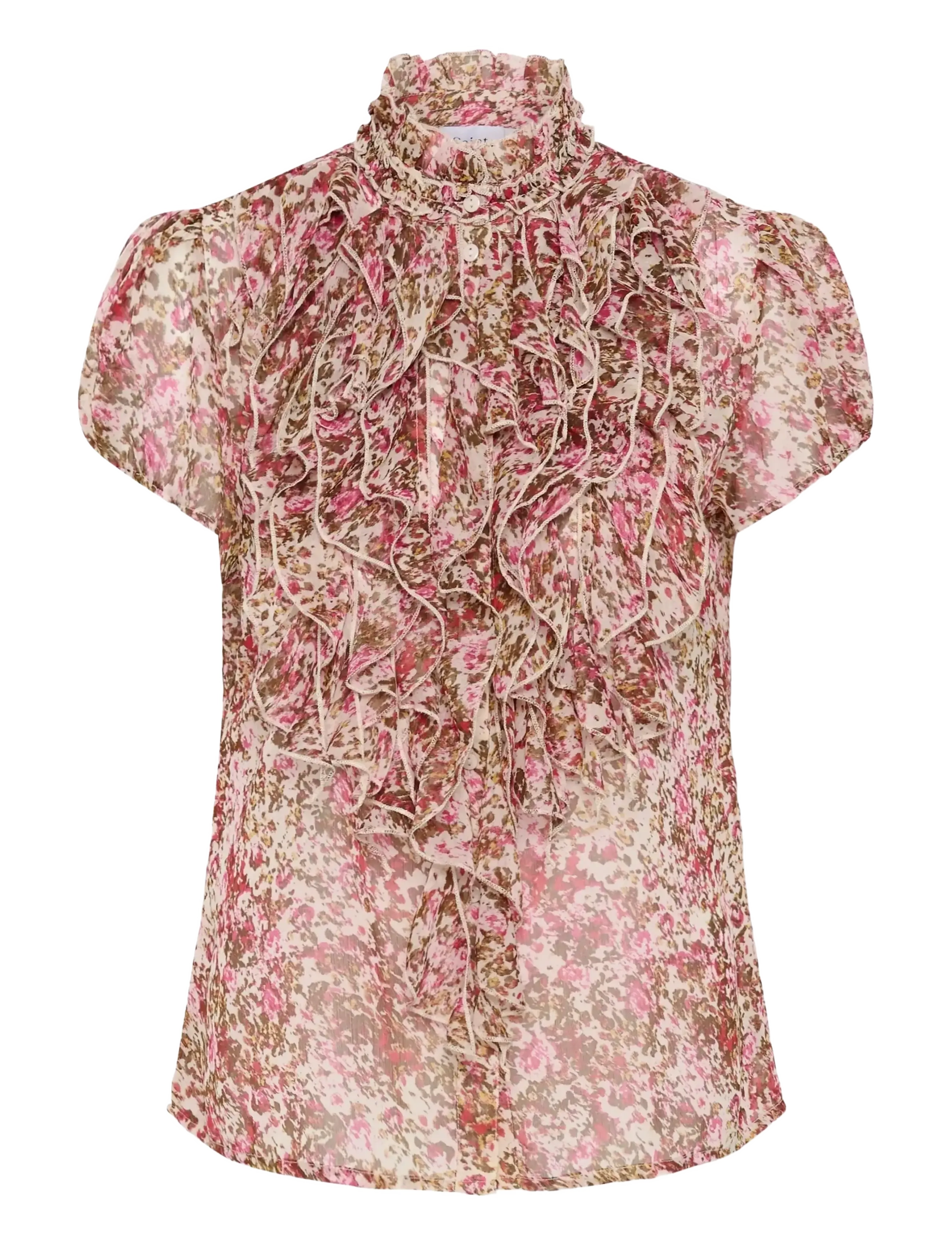 Saint Tropez LiljaSZ Crinkle SS Shirt - Blusen - BALLERINA BRUSHED BLOOMS / pink/rose