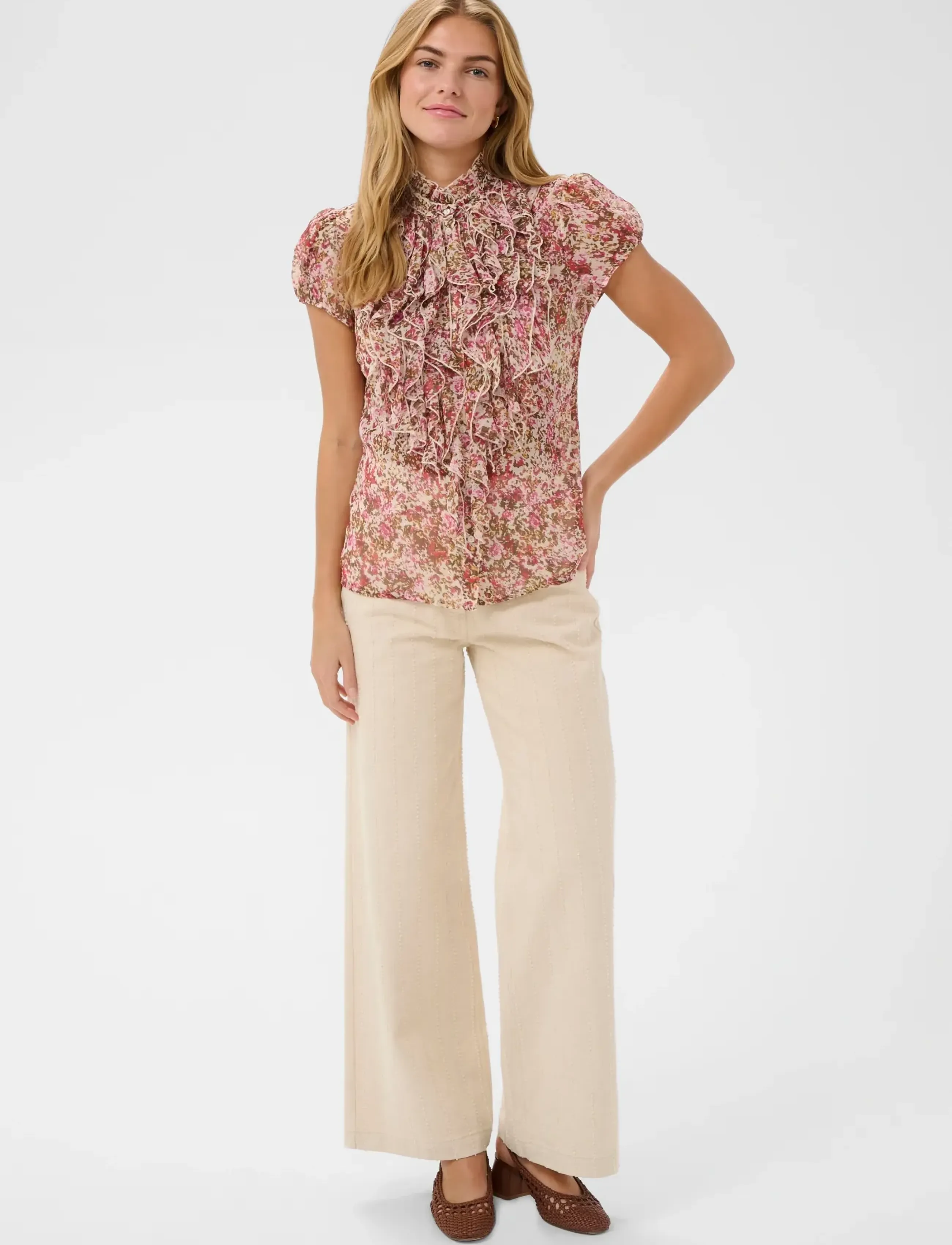 Saint Tropez - LiljaSZ Crinkle SS Shirt - lühikeste varrukatega pluusid - ballerina brushed blooms - 3