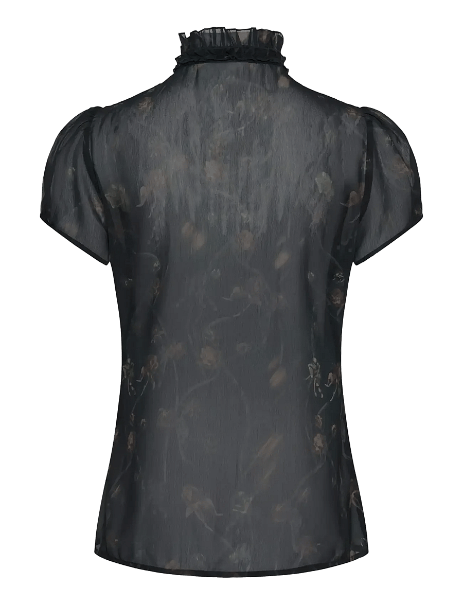 Saint Tropez - LiljaSZ Crinkle SS Shirt - kurzärmelige blusen - black washed dandelions - 2