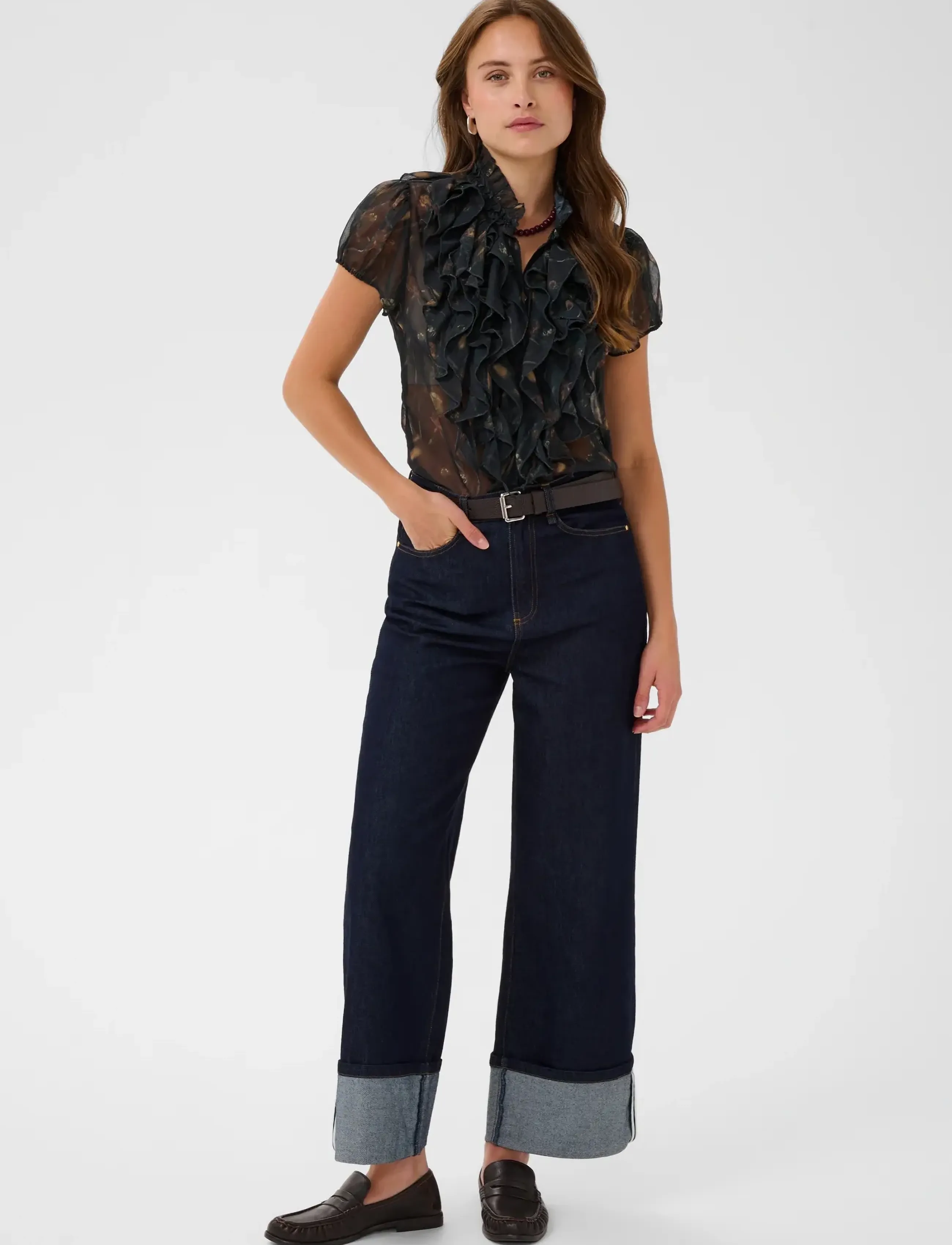 Saint Tropez - LiljaSZ Crinkle SS Shirt - kortærmede bluser - black washed dandelions - 3