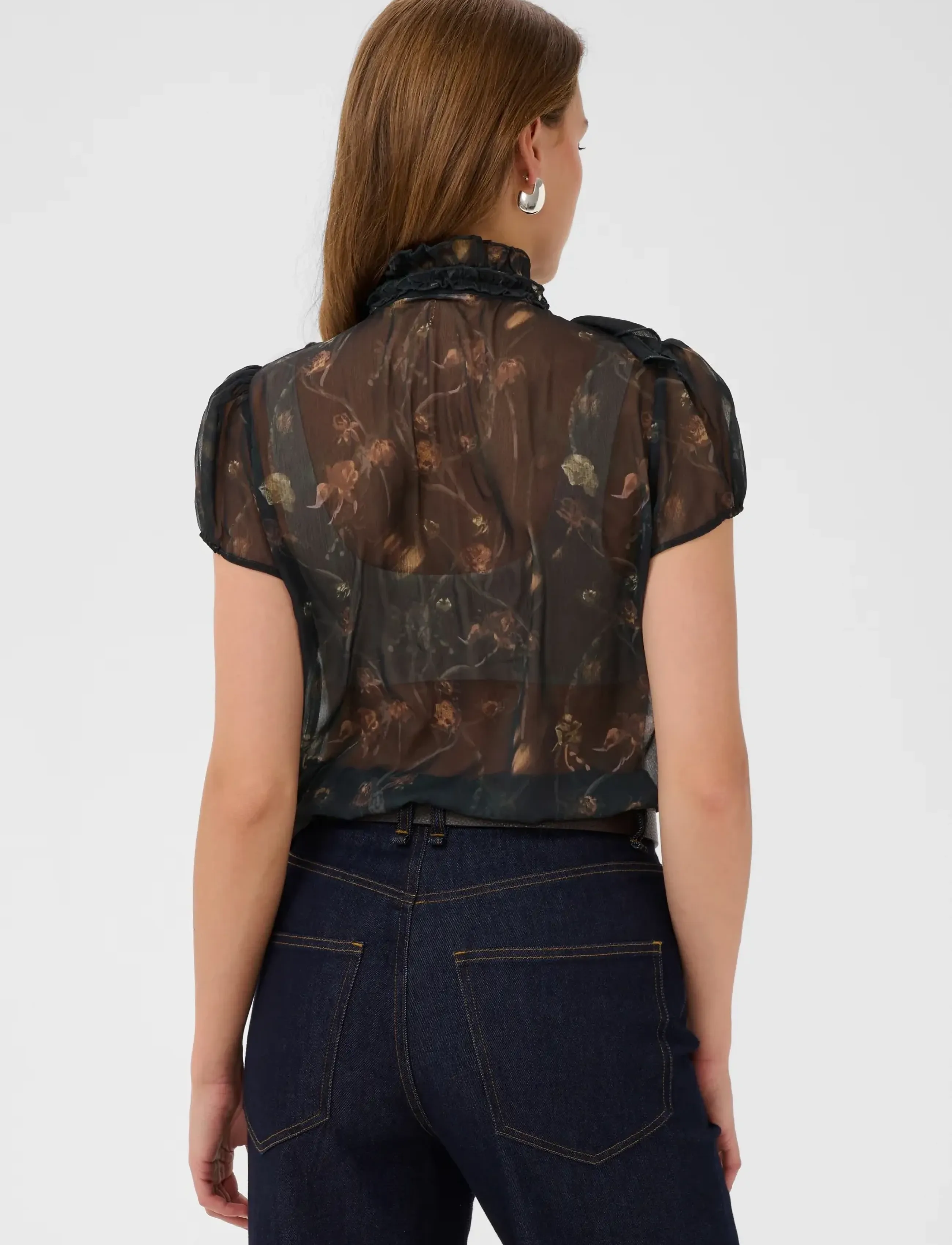 Saint Tropez - LiljaSZ Crinkle SS Shirt - kortærmede bluser - black washed dandelions - 4