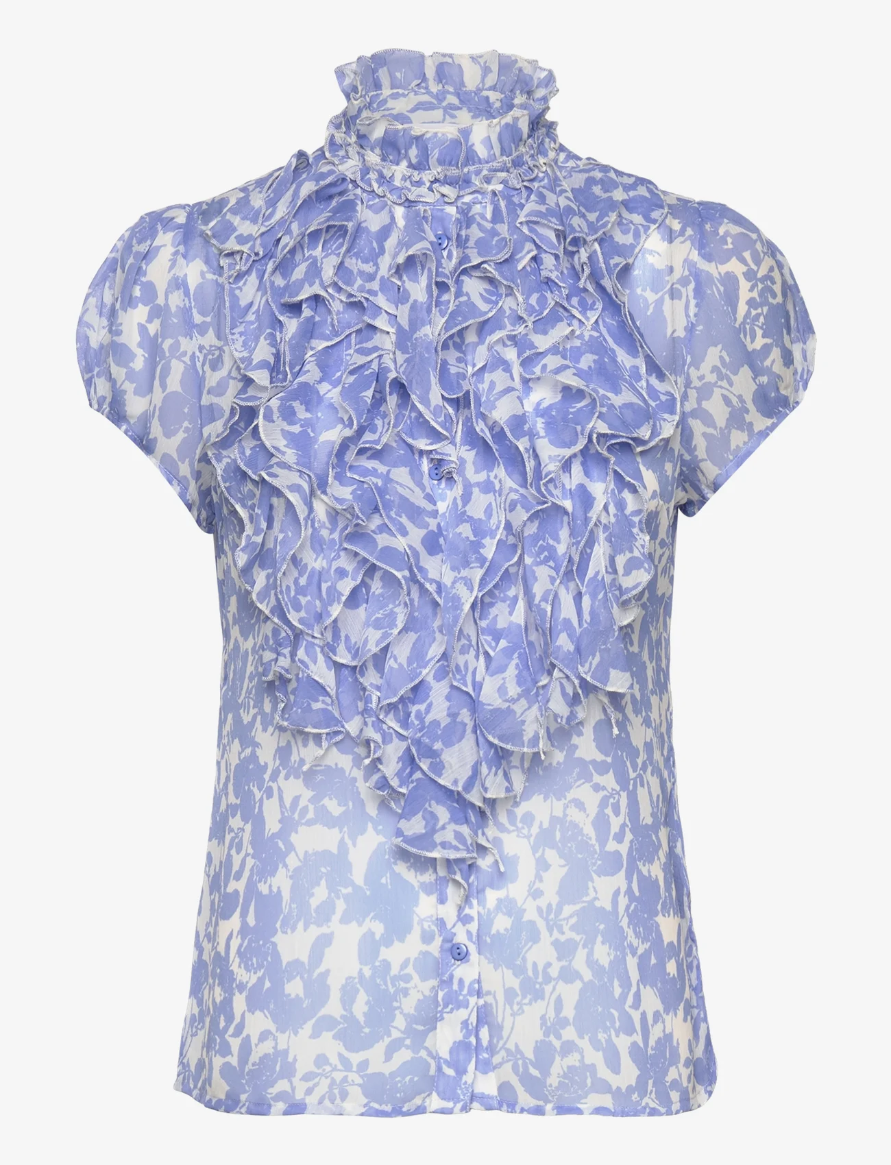 Saint Tropez - LiljaSZ Crinkle SS Shirt - kortærmede bluser - ultramarine porcelain blooms - 0